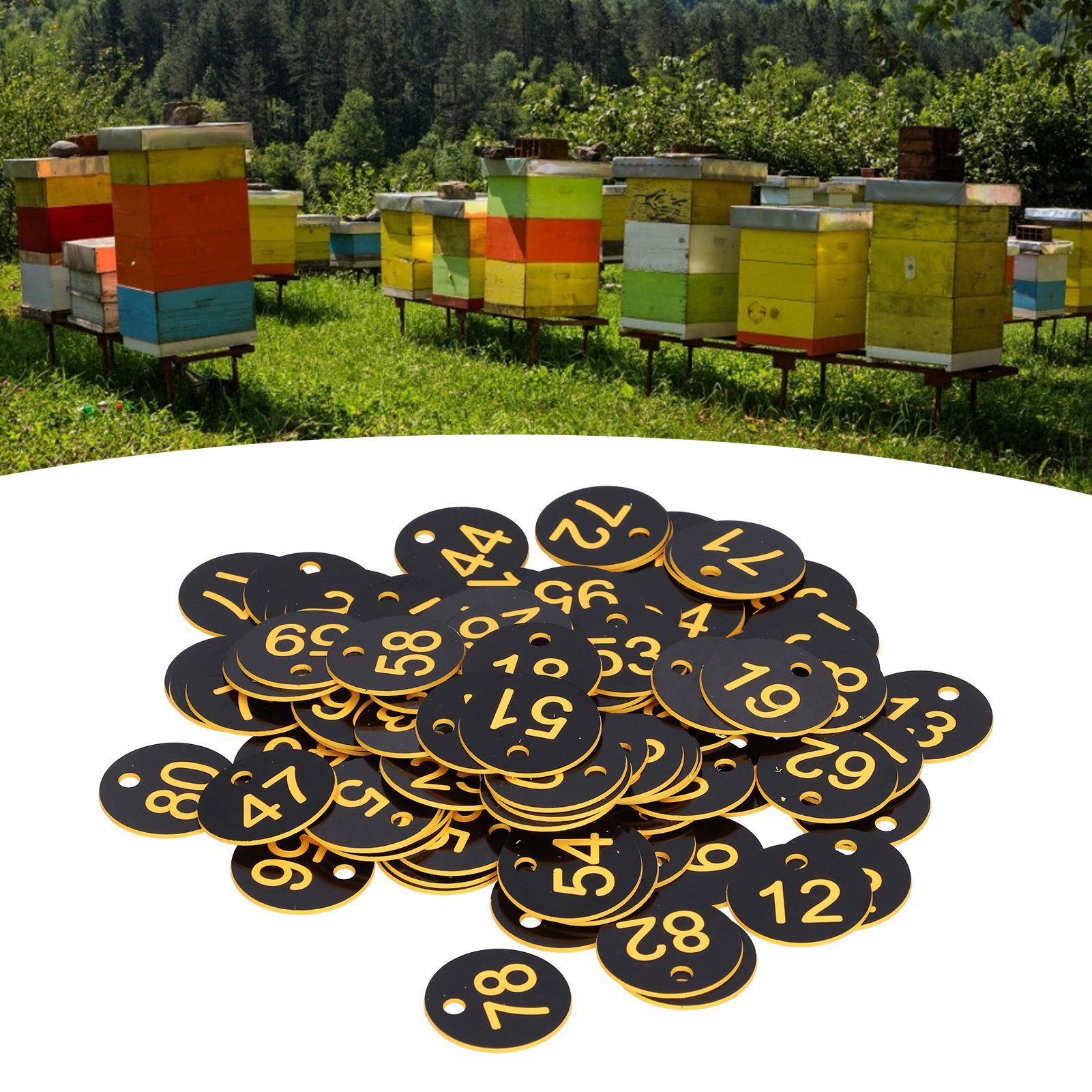 100Pcs Round Number Tag Beehive Sign Marker Labels with Hole Farm Beekeeping view 12