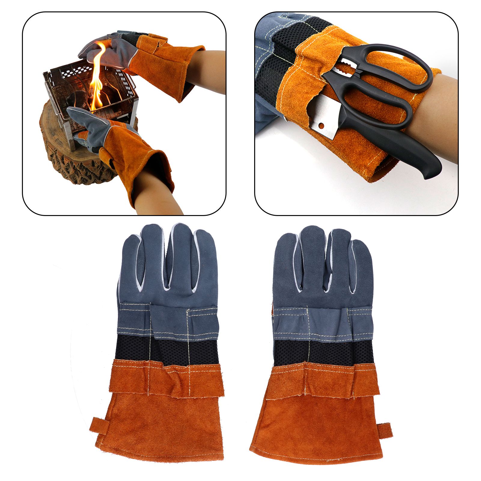 AntiScalding Gloves Cowhide High Temperature and Fire Resistant Protective view 12