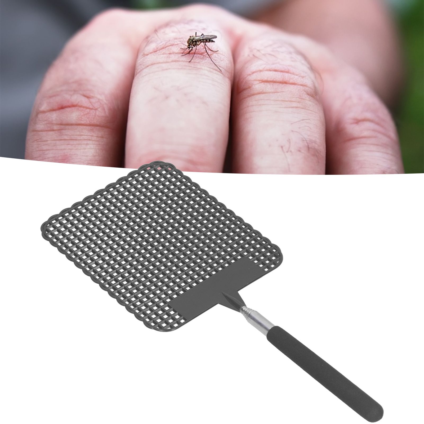 Retractable Plastic Fly Swatter Mosquito Racket with Stainless Steel Rod for view 11