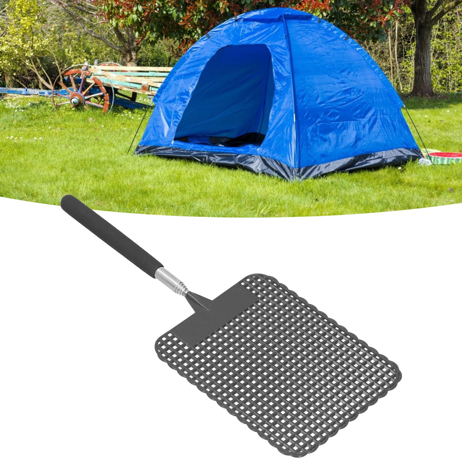 Retractable Plastic Fly Swatter Mosquito Racket with Stainless Steel Rod for view 12