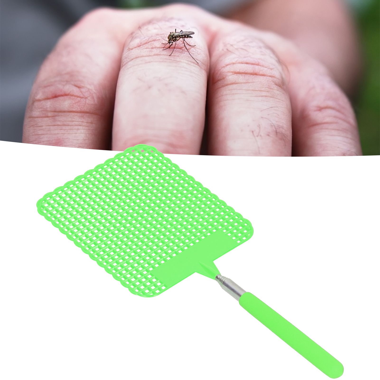 Retractable Plastic Fly Swatter Mosquito Racket with Stainless Steel Rod for view 11