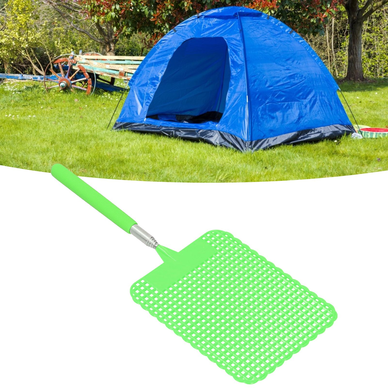Retractable Plastic Fly Swatter Mosquito Racket with Stainless Steel Rod for view 12