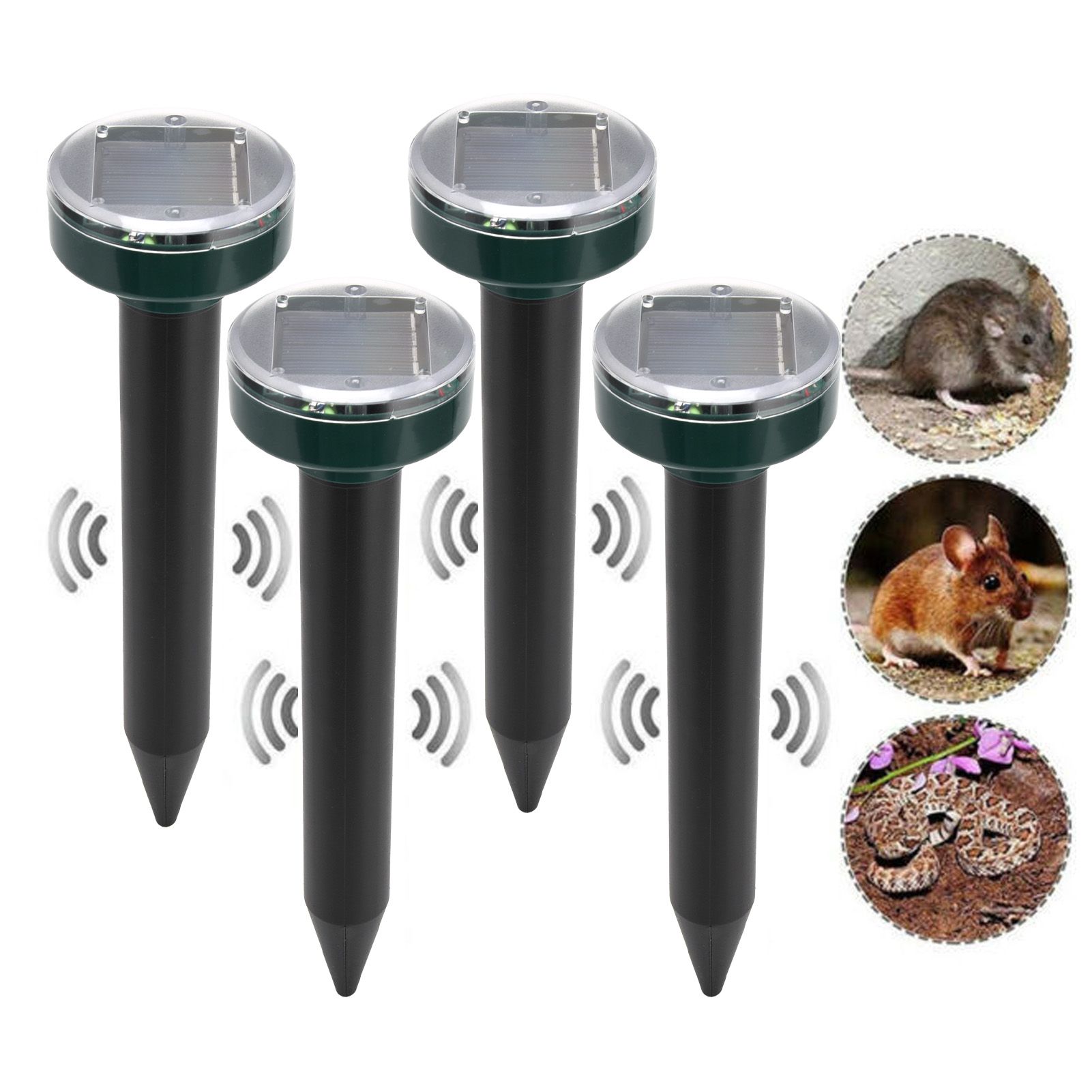 4Pcs Solar Mouse Repeller Ultrasonic Animal Repellent for Hotel Farm Park Outdoor view 11