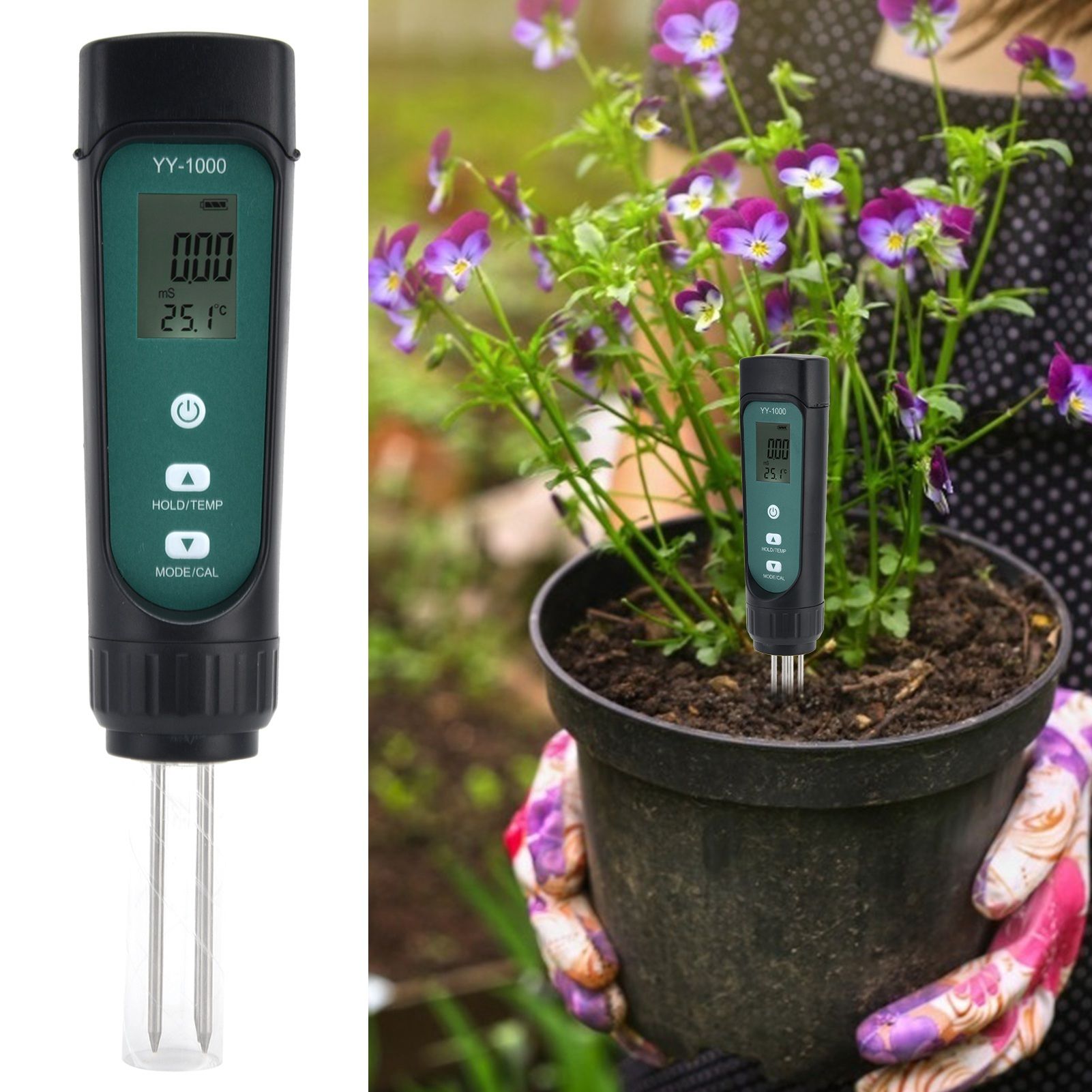 4Pin Integrated Sensor EC+Temperature Humidity Soil Detector Tester Meter for view 12
