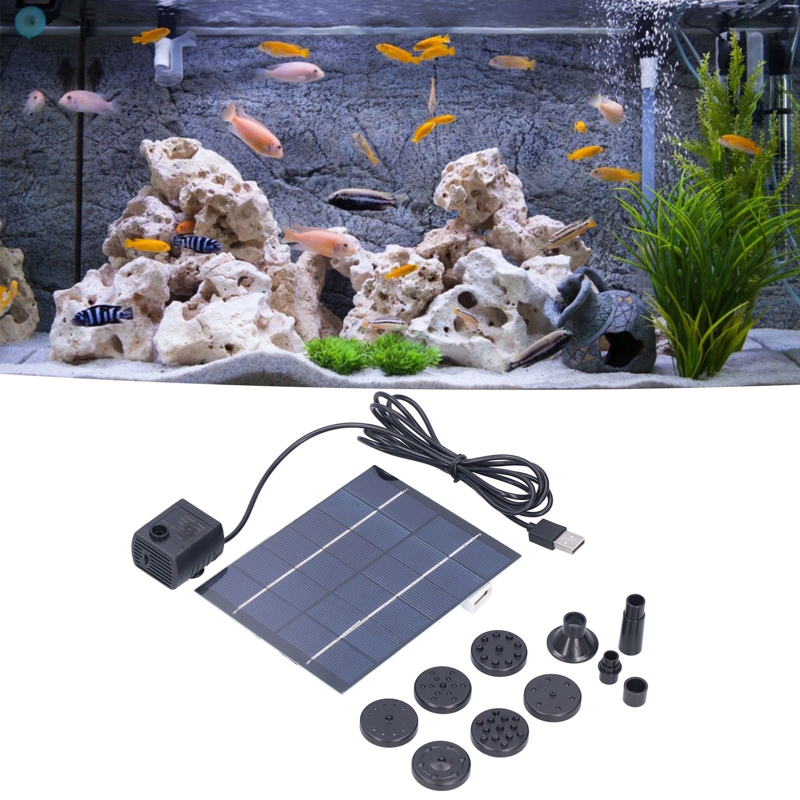 2W Solar Fountain with Panel Water Pump Solar Panel Kit for Outdoor Landscape view 11
