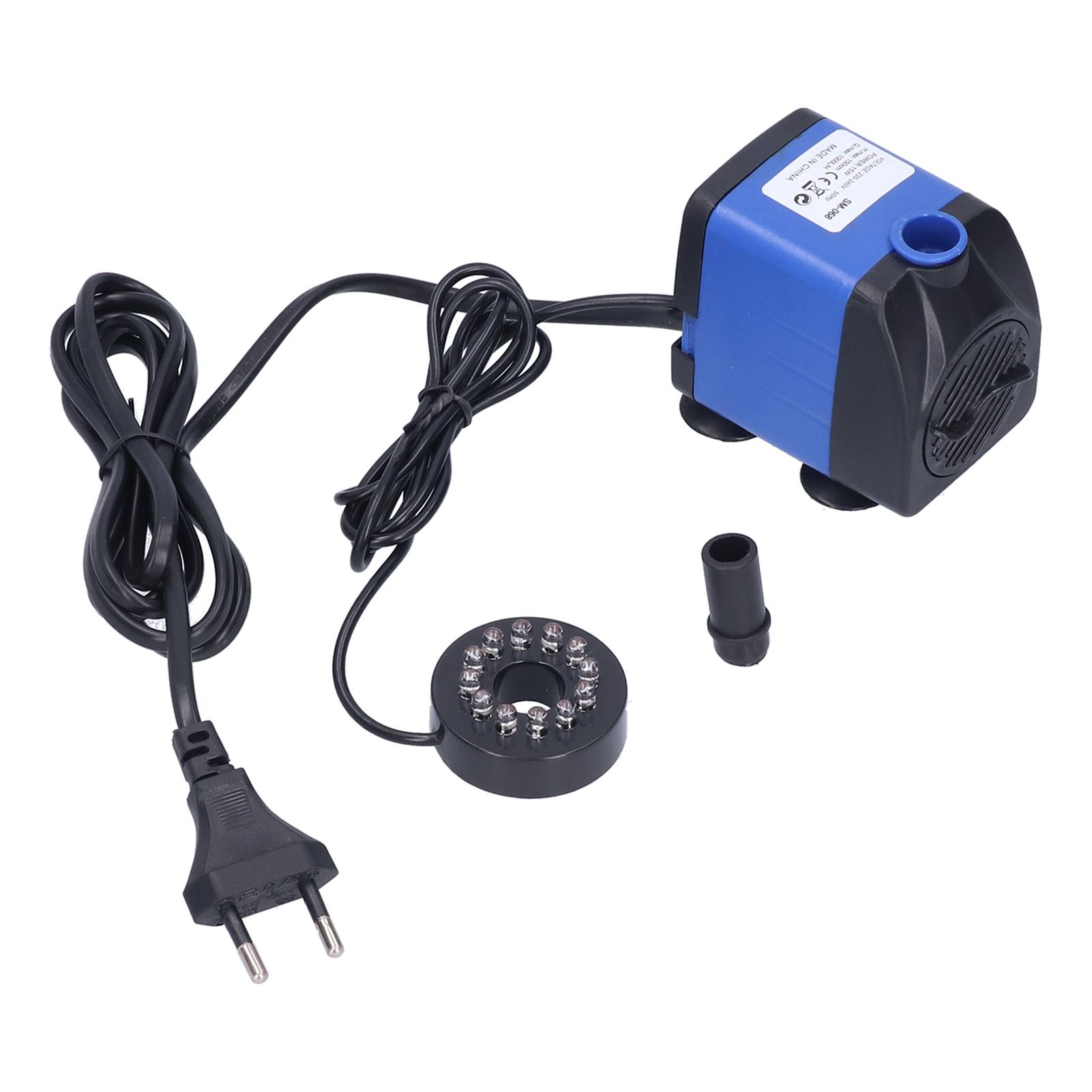 3 in 1 Submersible Fountain Pump Fish Tank Water Pump with 7‑Color LED Light
