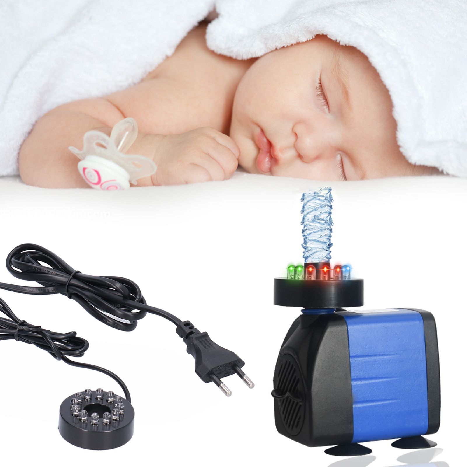 3 in 1 Submersible Fountain Pump Fish Tank Water Pump with 7‑Color LED Light view 11