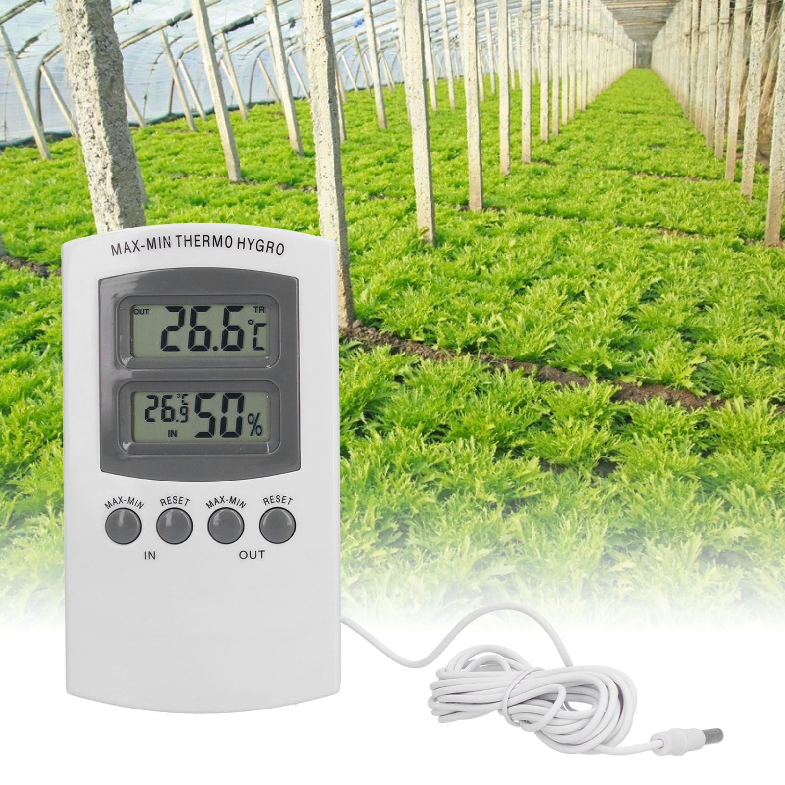 LCD Temperature and Humidity Monitor WallMountable Wired Flower Planting view 11