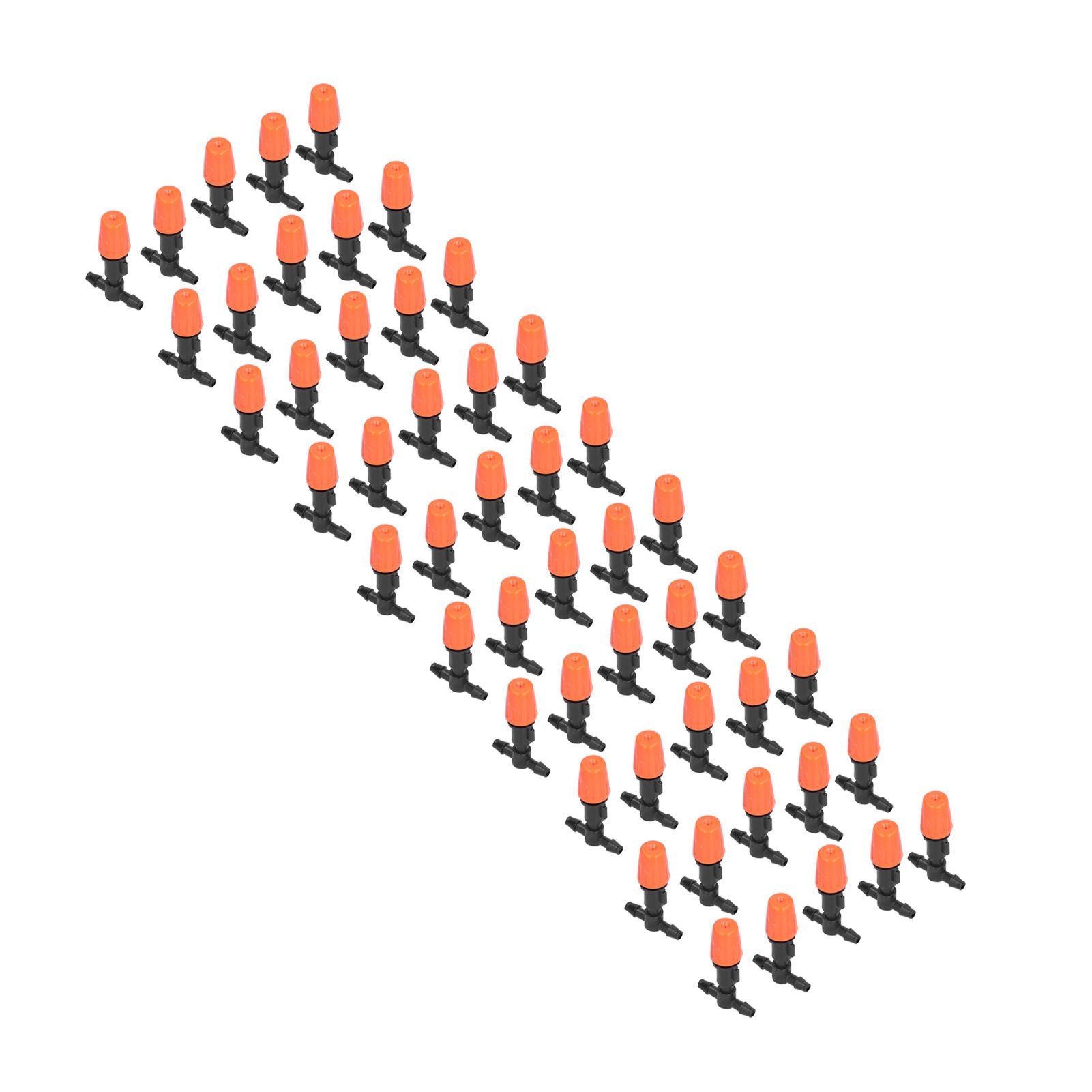 50Pcs Tee Connectors with Orange Adjustable Micro Atomizing Nozzles for Garden view 3