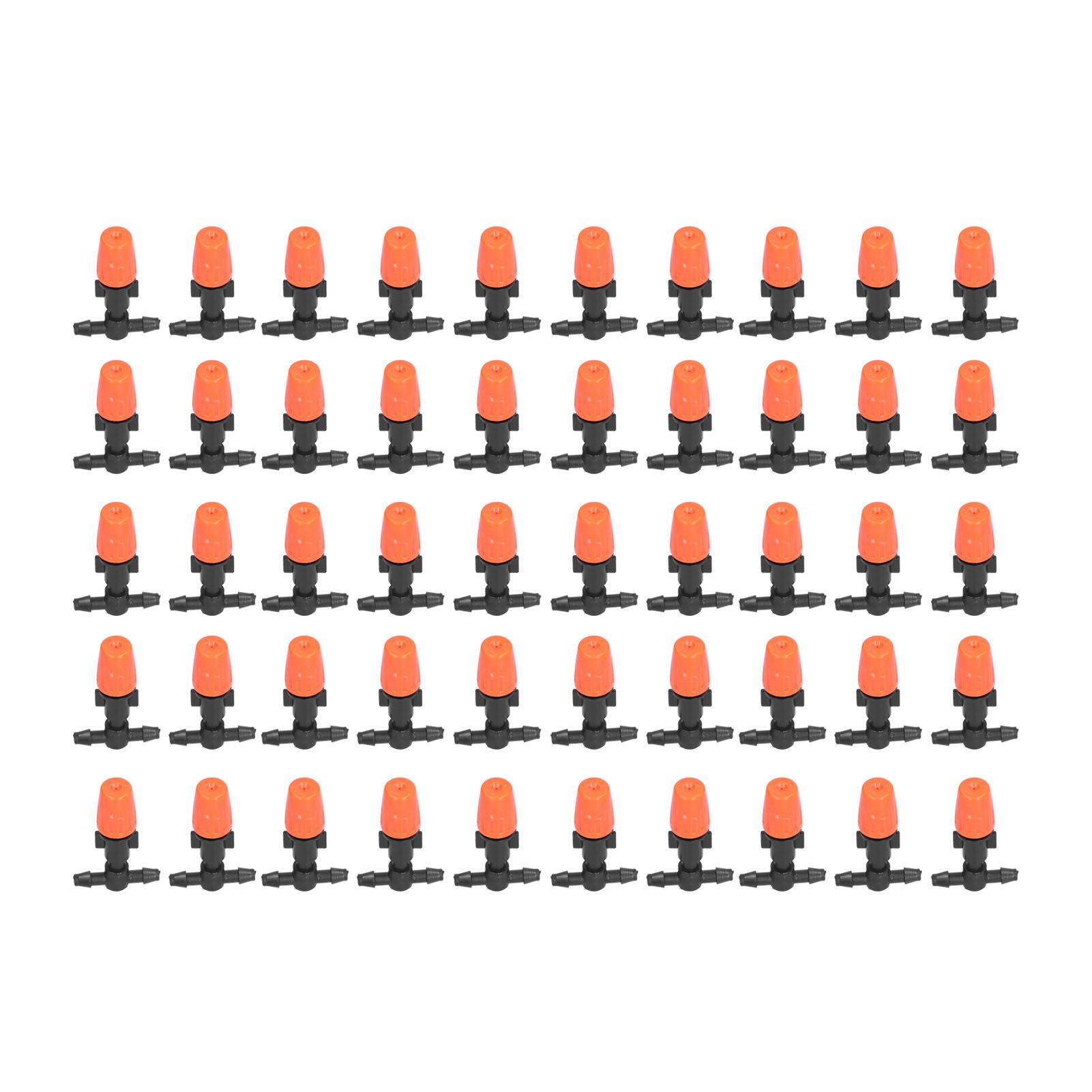 50Pcs Tee Connectors with Orange Adjustable Micro Atomizing Nozzles for Garden view 4