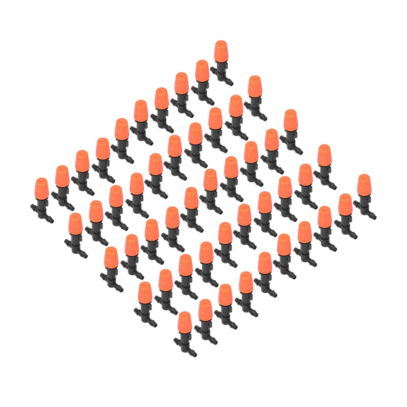 50Pcs Tee Connectors with Orange Adjustable Micro Atomizing Nozzles for Garden view 5