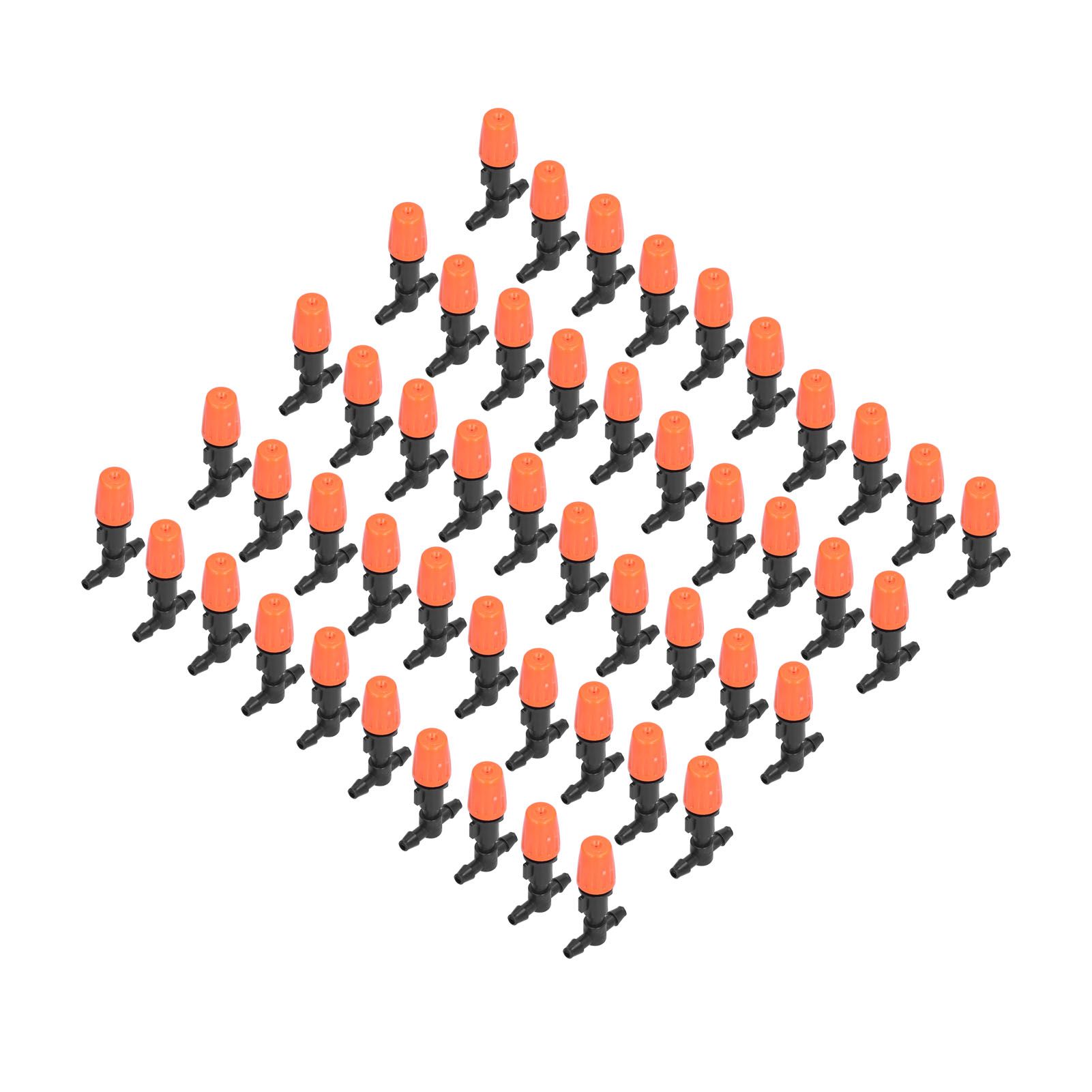 50Pcs Tee Connectors with Orange Adjustable Micro Atomizing Nozzles for Garden view 6