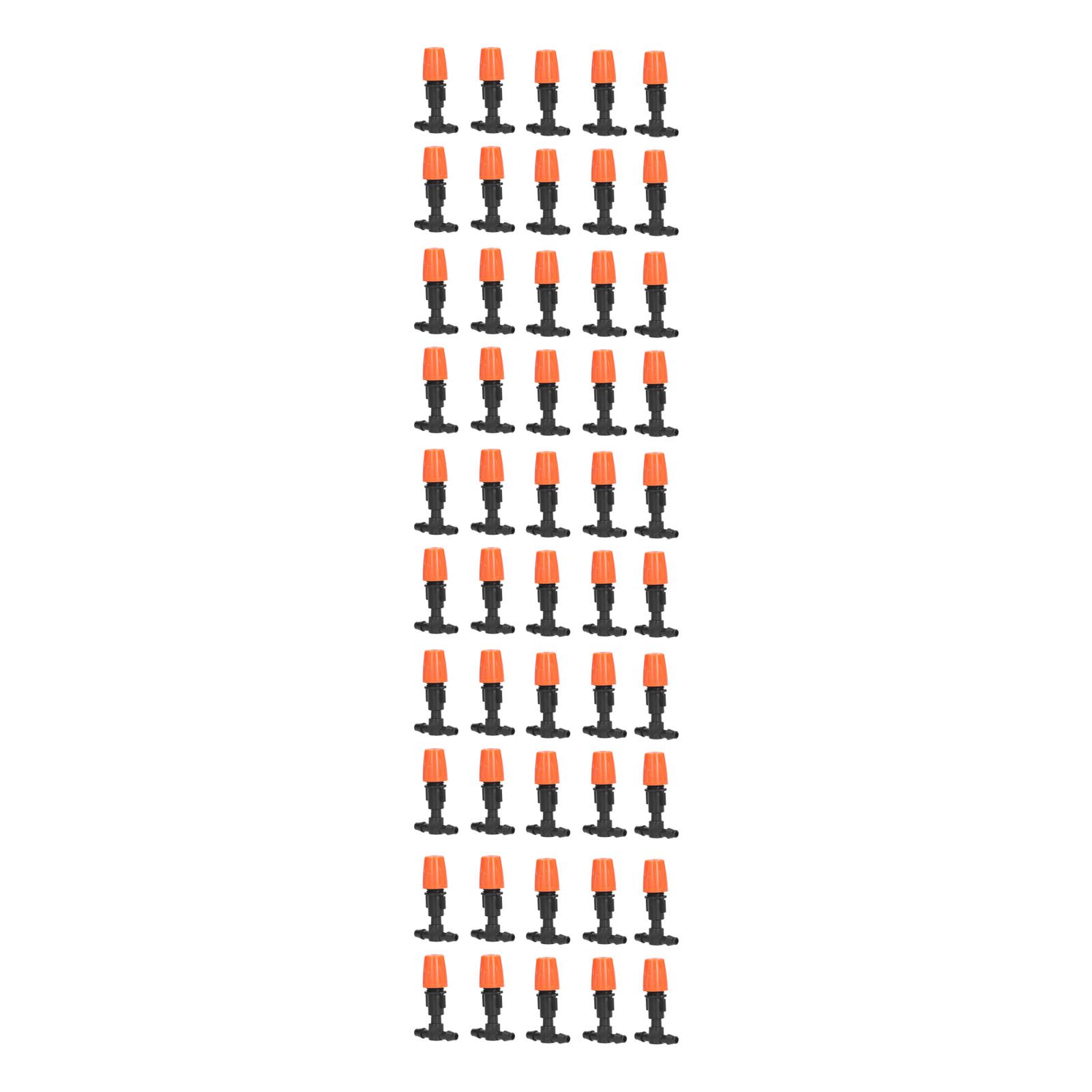 50Pcs Tee Connectors with Orange Adjustable Micro Atomizing Nozzles for Garden view 7