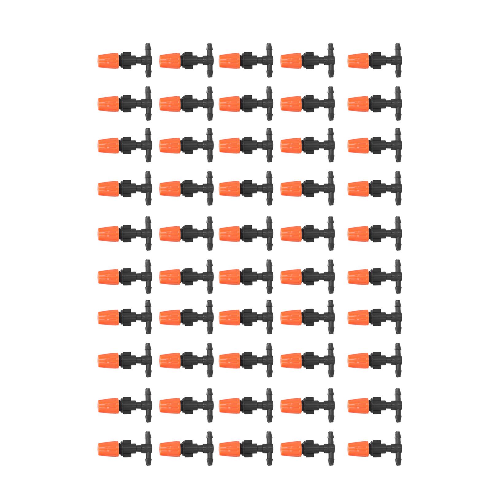 50Pcs Tee Connectors with Orange Adjustable Micro Atomizing Nozzles for Garden view 9