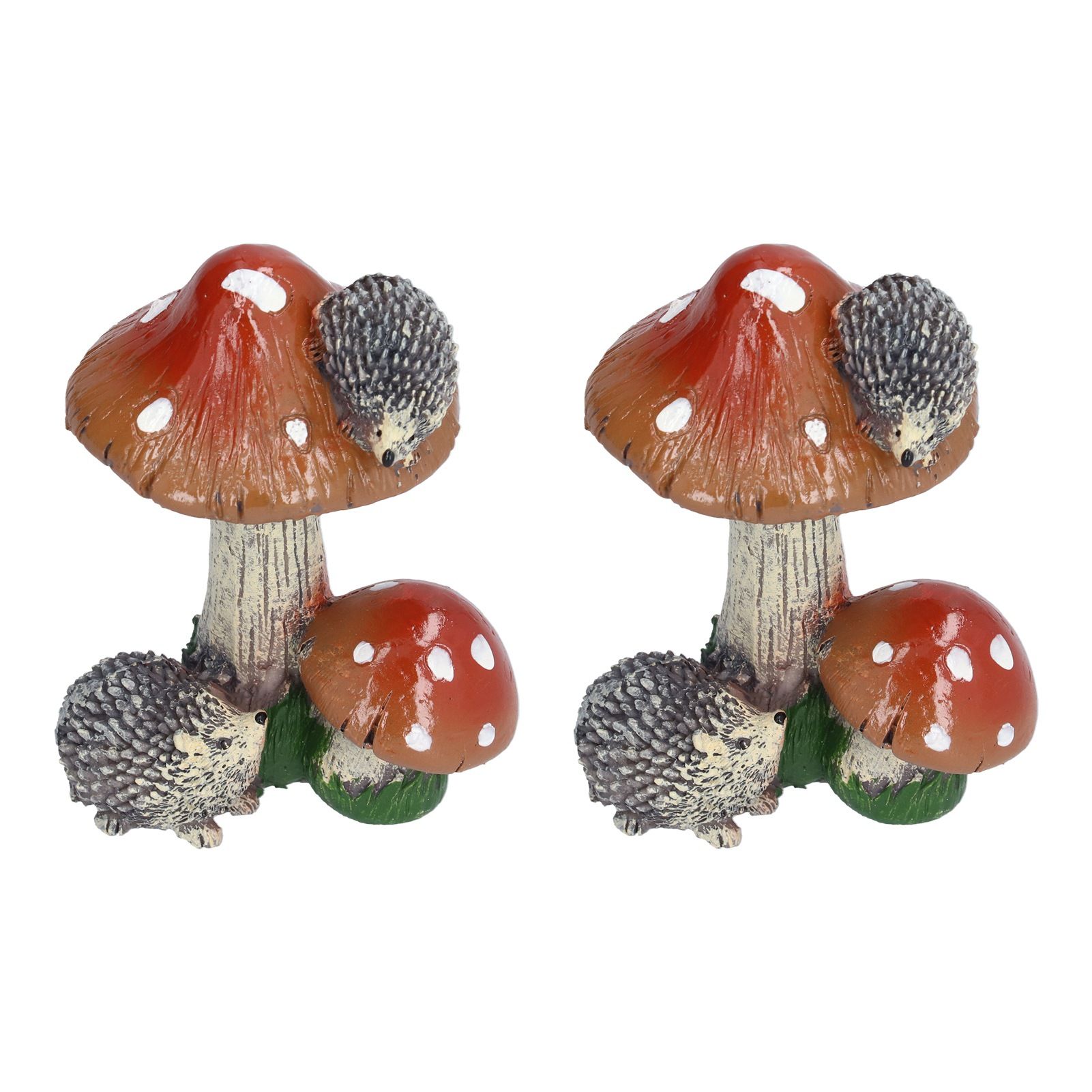 2Pcs Hedgehog Mushroom Ornament Miniature Animal Statue Bonsai Decoration for view 2