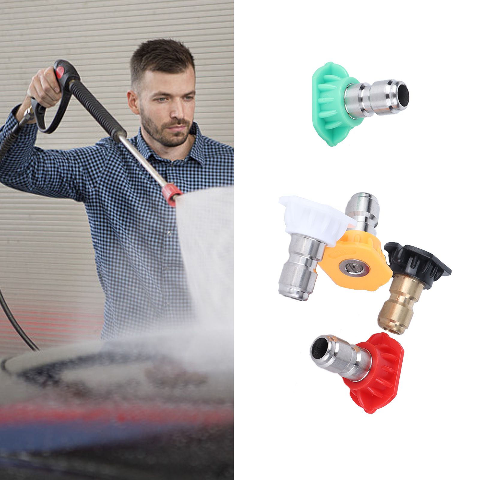 5PCS Stainless Steel High Pressure Washer Spray Nozzle Tips Quick Connector view 11