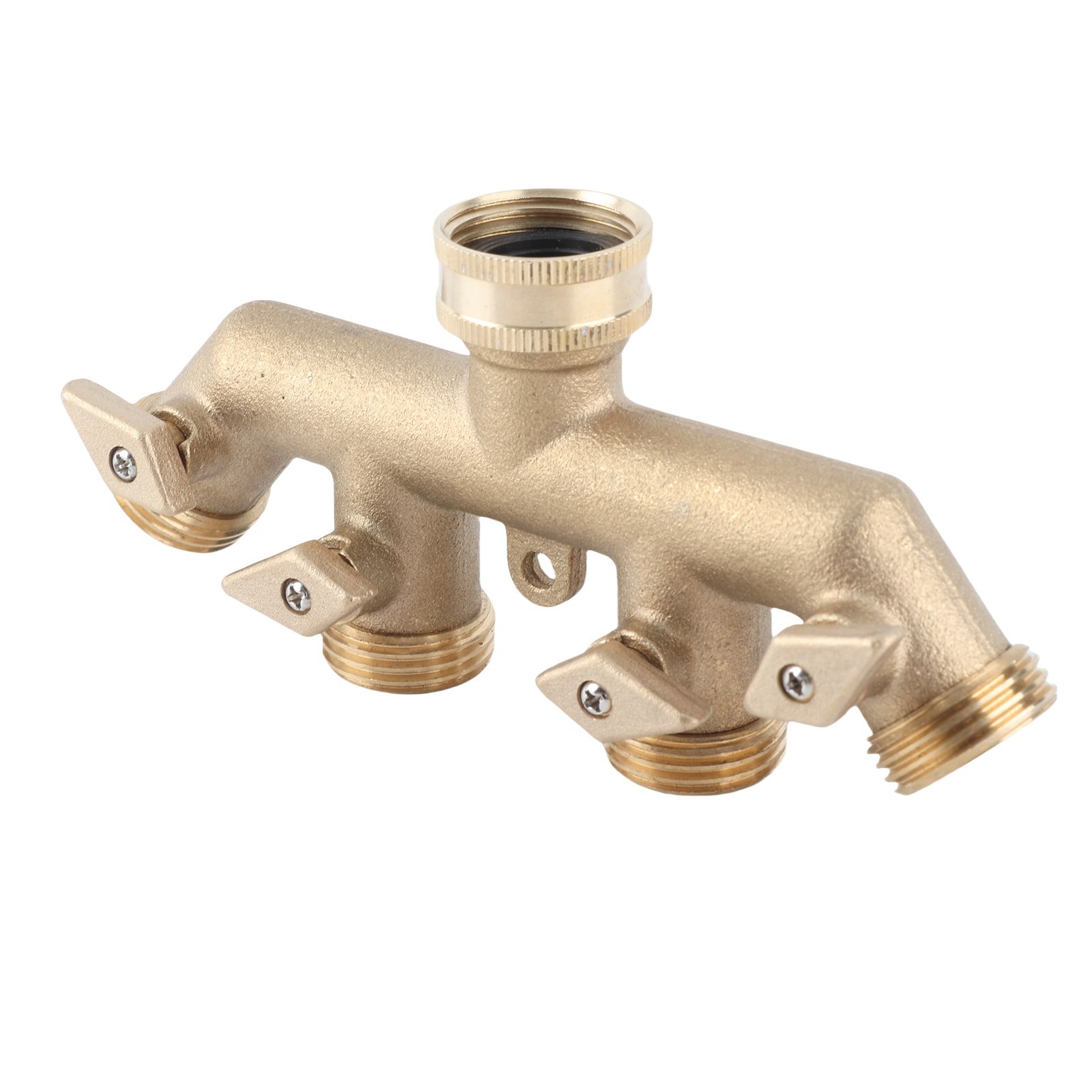 G3/4 Brass 4‑Way Garden Hose Splitter Ball Valve Hose Adapter Water Faucet view 3