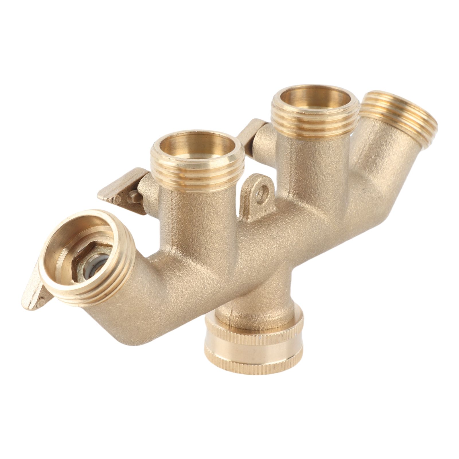 G3/4 Brass 4‑Way Garden Hose Splitter Ball Valve Hose Adapter Water Faucet view 10
