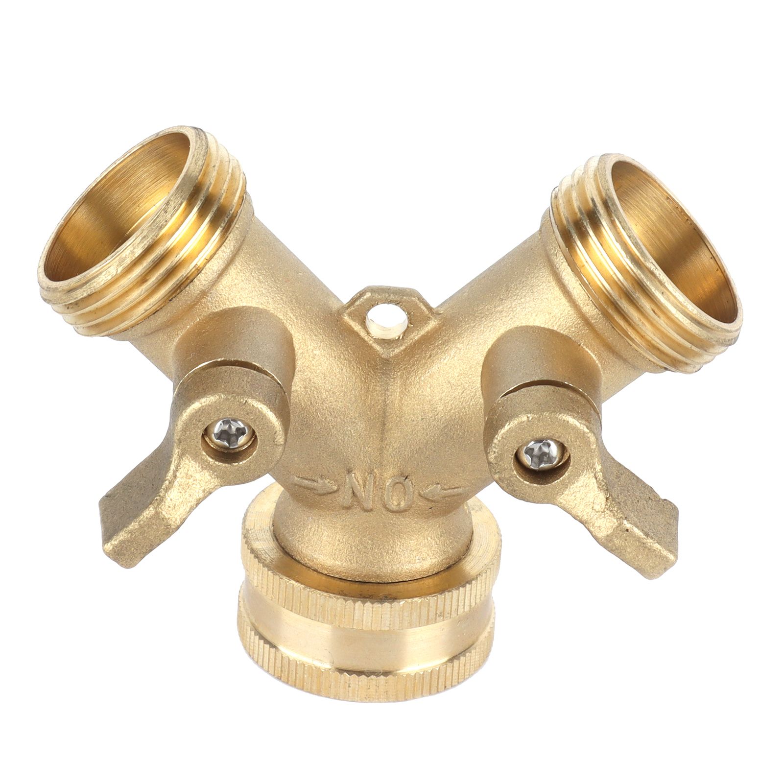 G3/4 Y Shape 2 Way Brass Hose Splitter with Water Faucet Ball Valve for Garden view 2