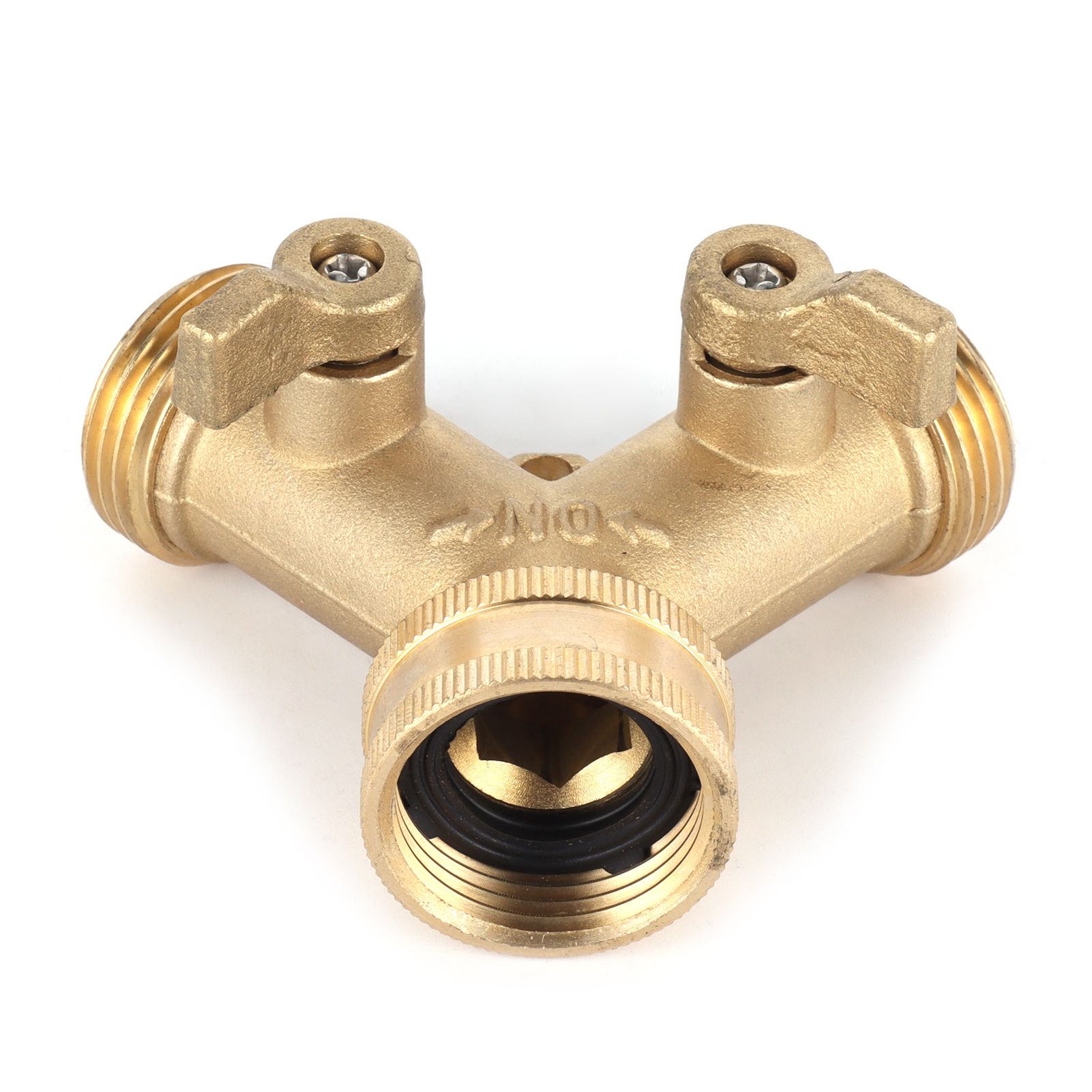 G3/4 Y Shape 2 Way Brass Hose Splitter with Water Faucet Ball Valve for Garden view 6