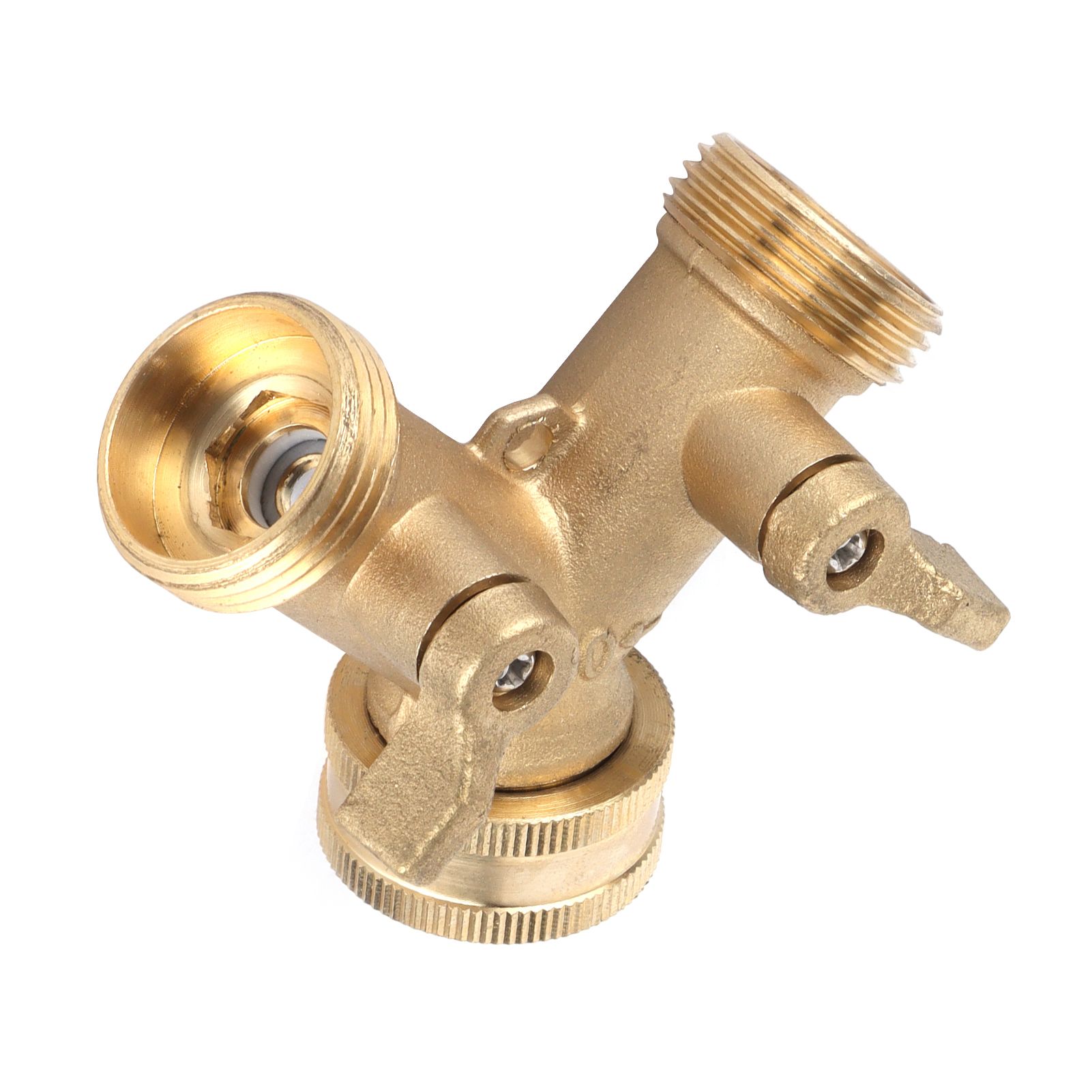 G3/4 Y Shape 2 Way Brass Hose Splitter with Water Faucet Ball Valve for Garden view 7
