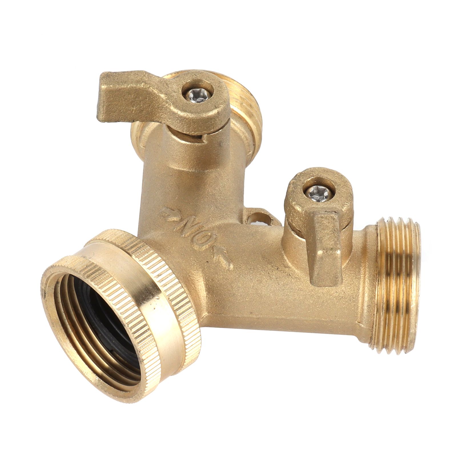 G3/4 Y Shape 2 Way Brass Hose Splitter with Water Faucet Ball Valve for Garden view 8