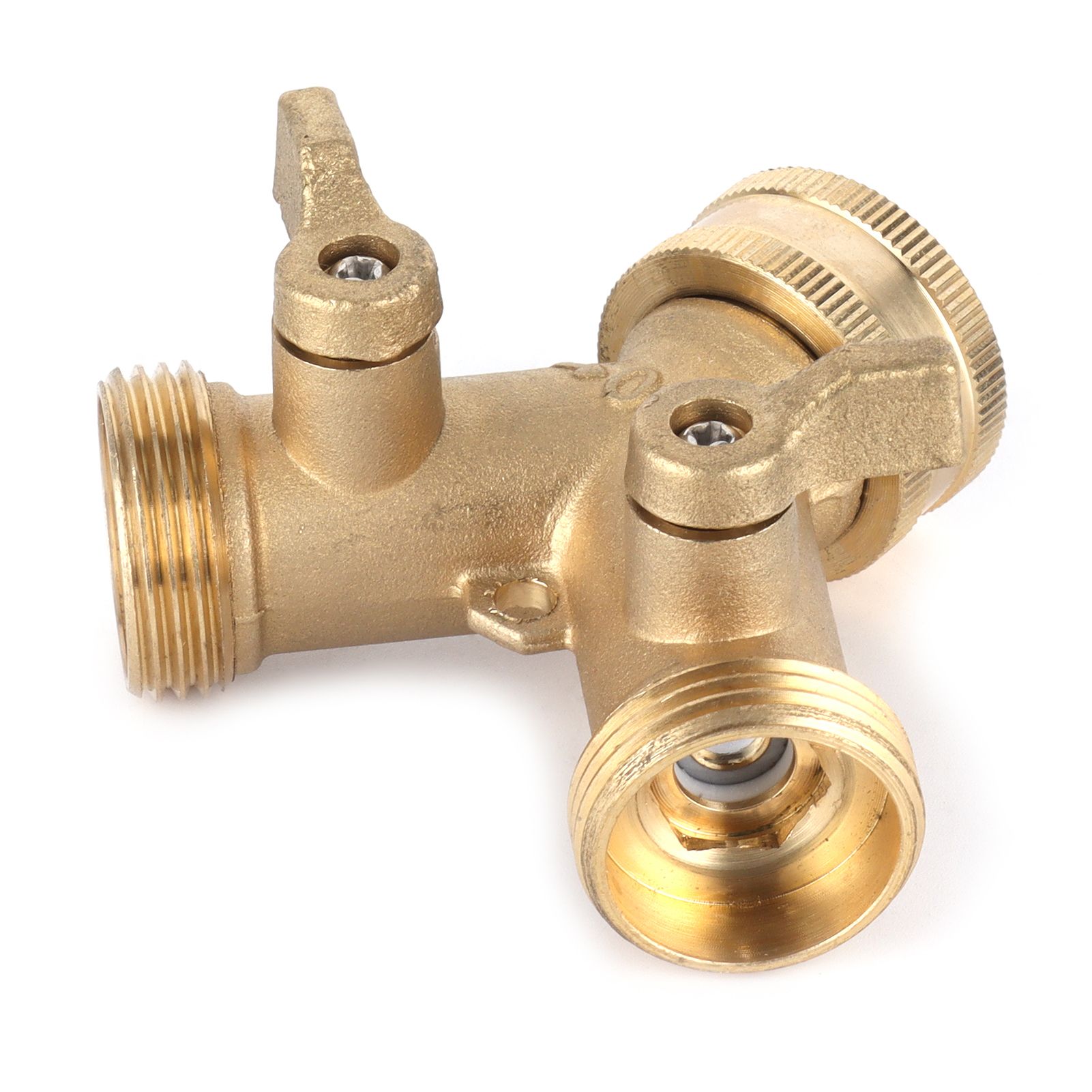 G3/4 Y Shape 2 Way Brass Hose Splitter with Water Faucet Ball Valve for Garden view 10