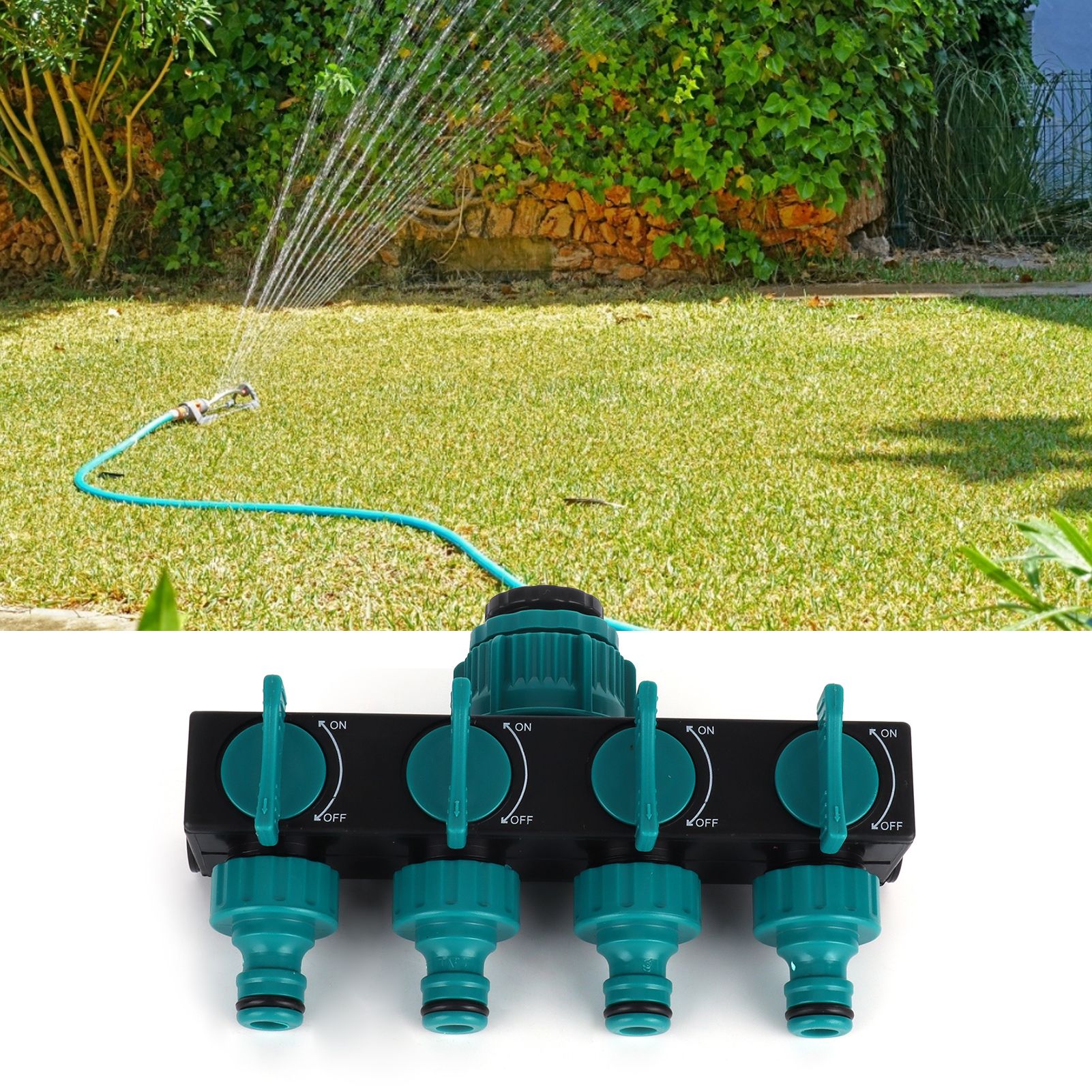 4 Way Hose Splitter Water Tap Hose Connectors Distributor for Garden view 11