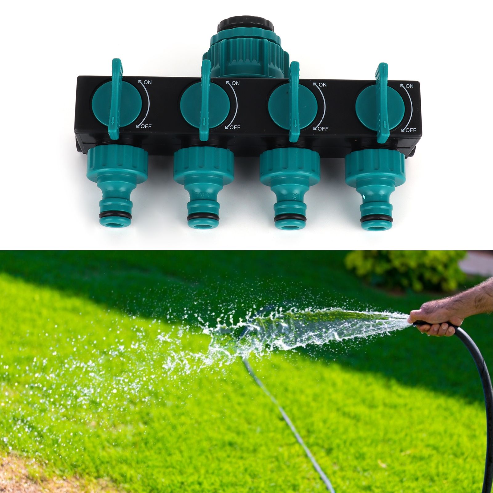 4 Way Hose Splitter Water Tap Hose Connectors Distributor for Garden view 12