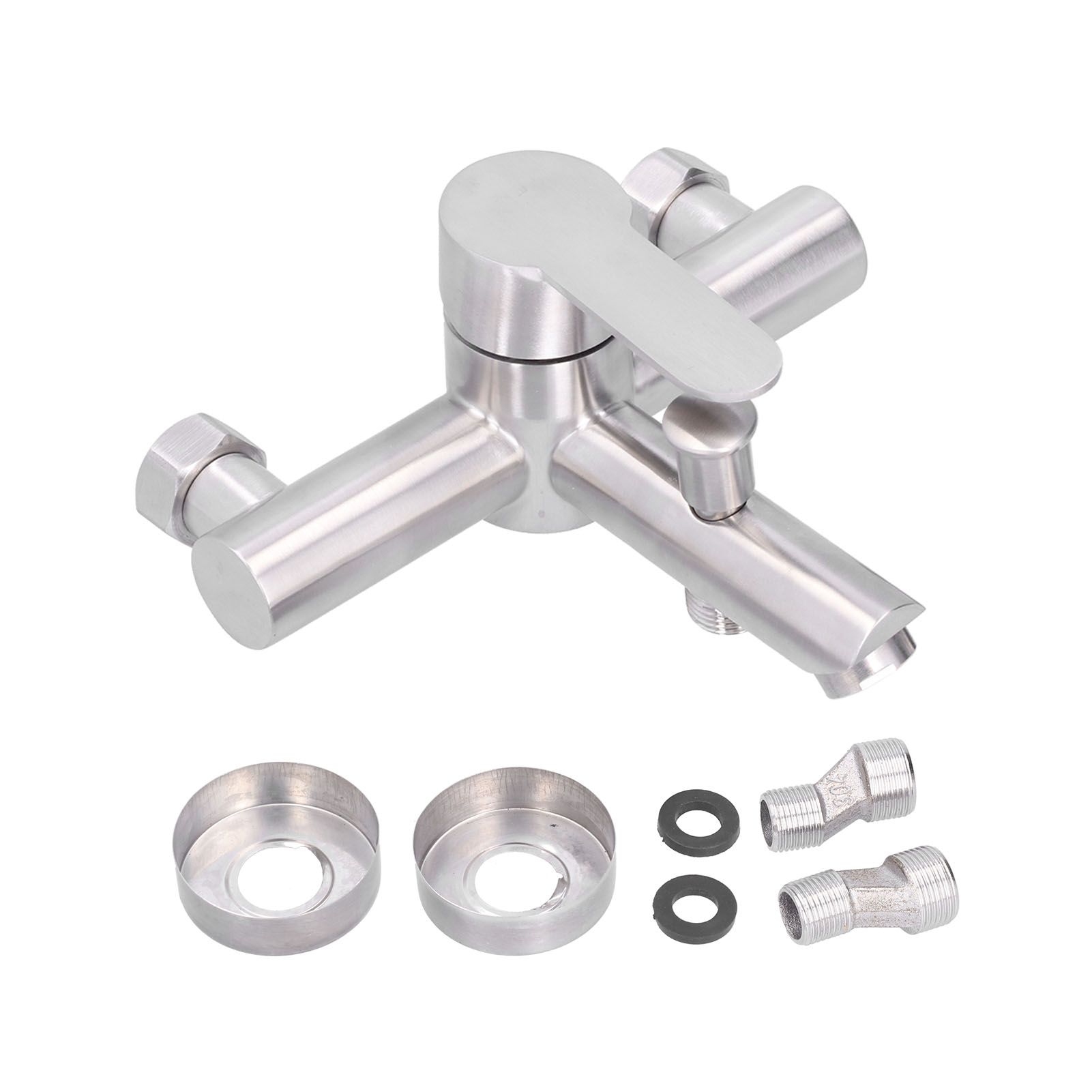G1/2 Stainless Steel Brushed Bathtub Faucet Cold Hot Water Mixing Valve Triple view 2