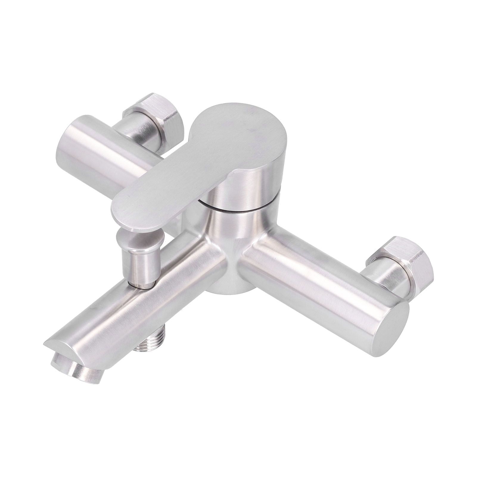 G1/2 Stainless Steel Brushed Bathtub Faucet Cold Hot Water Mixing Valve Triple view 4