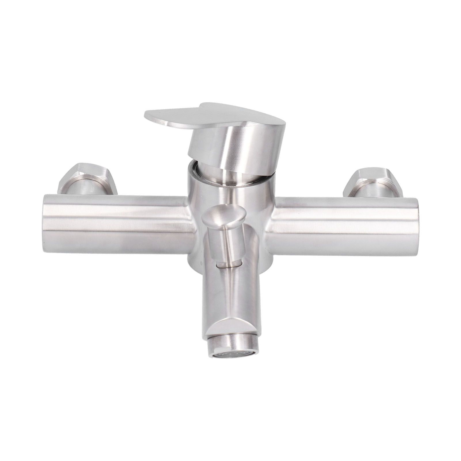 G1/2 Stainless Steel Brushed Bathtub Faucet Cold Hot Water Mixing Valve Triple view 6