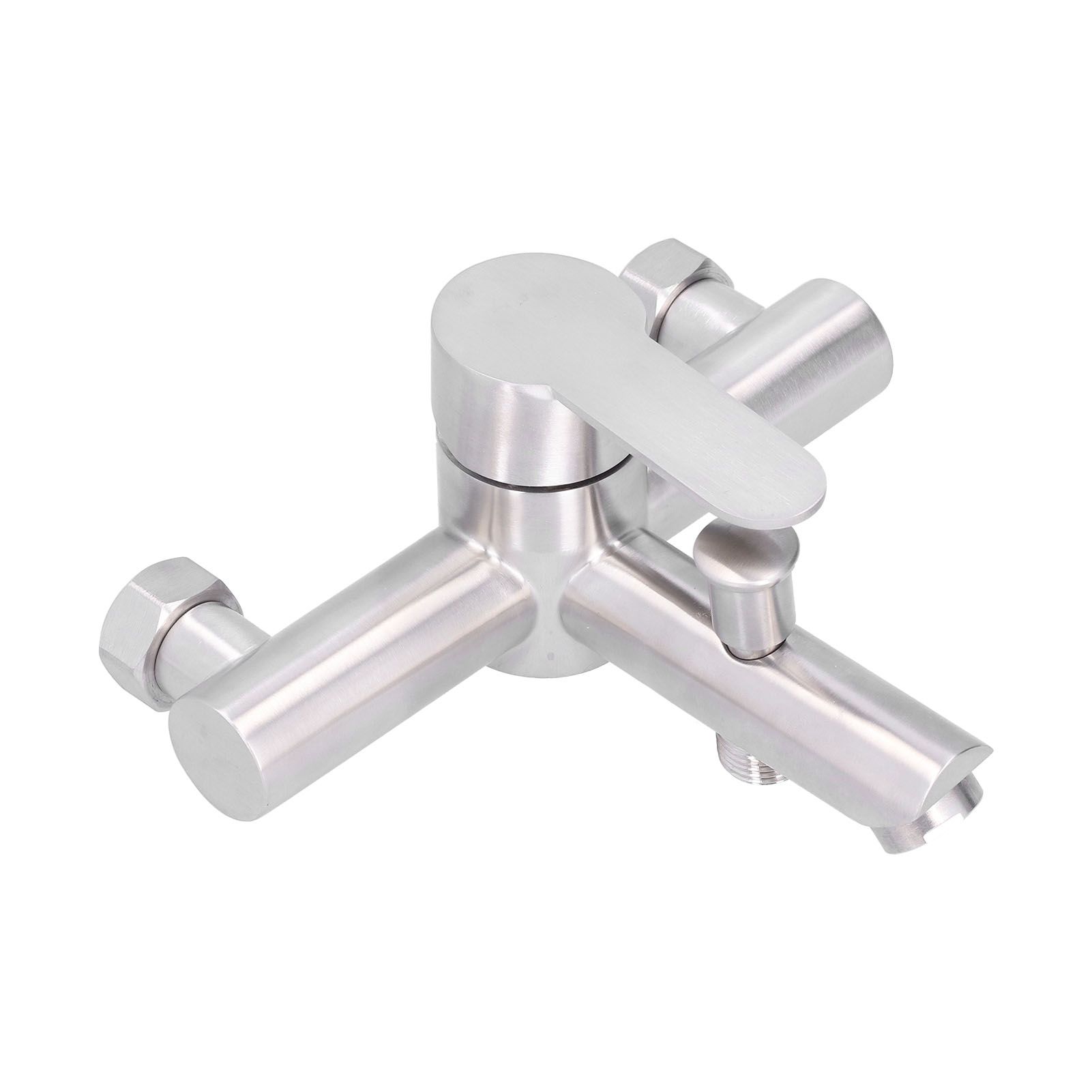 G1/2 Stainless Steel Brushed Bathtub Faucet Cold Hot Water Mixing Valve Triple view 7