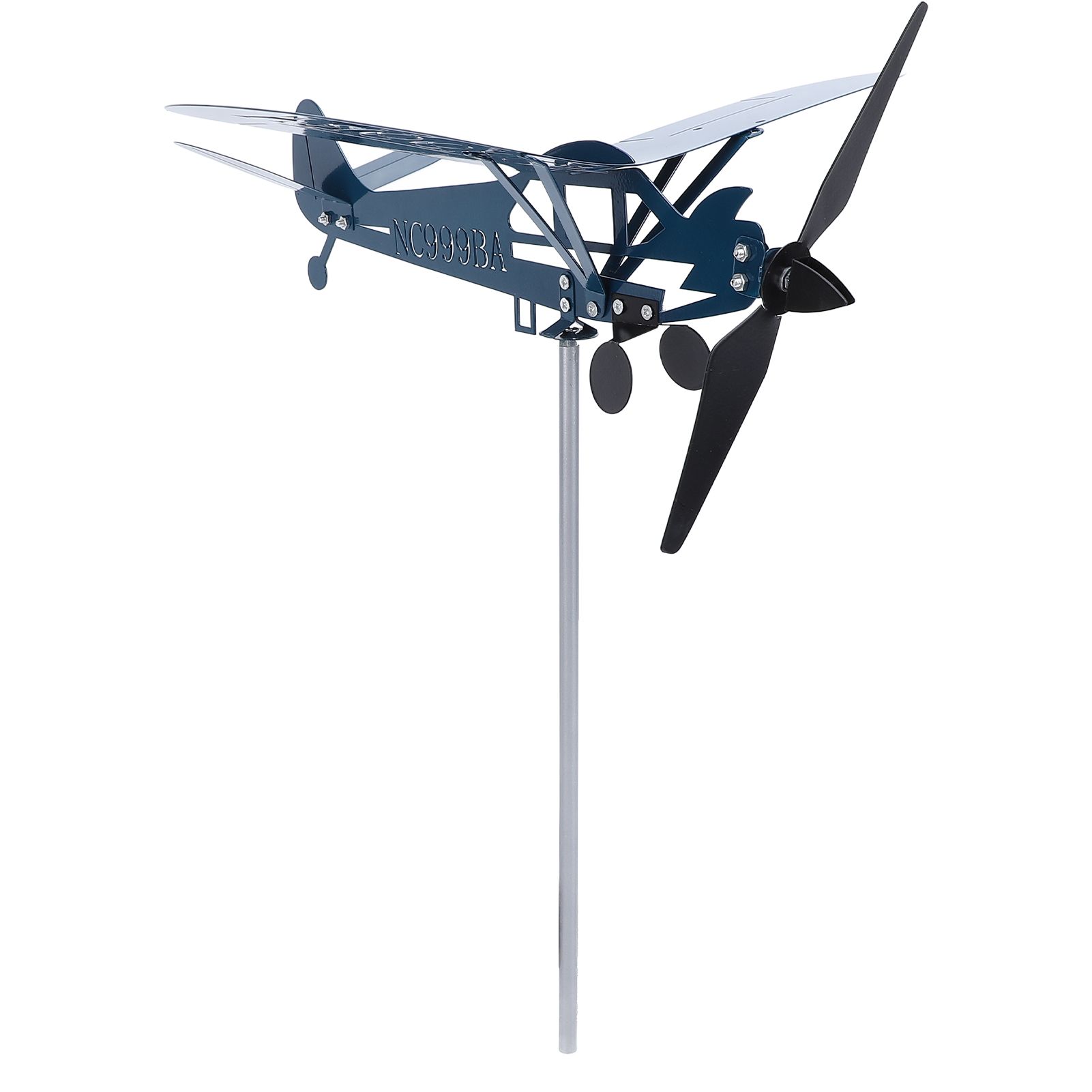 Airplane Weathervane Decorative Wind Sculpture 3D Metal Windmill for Outdoor — image 1