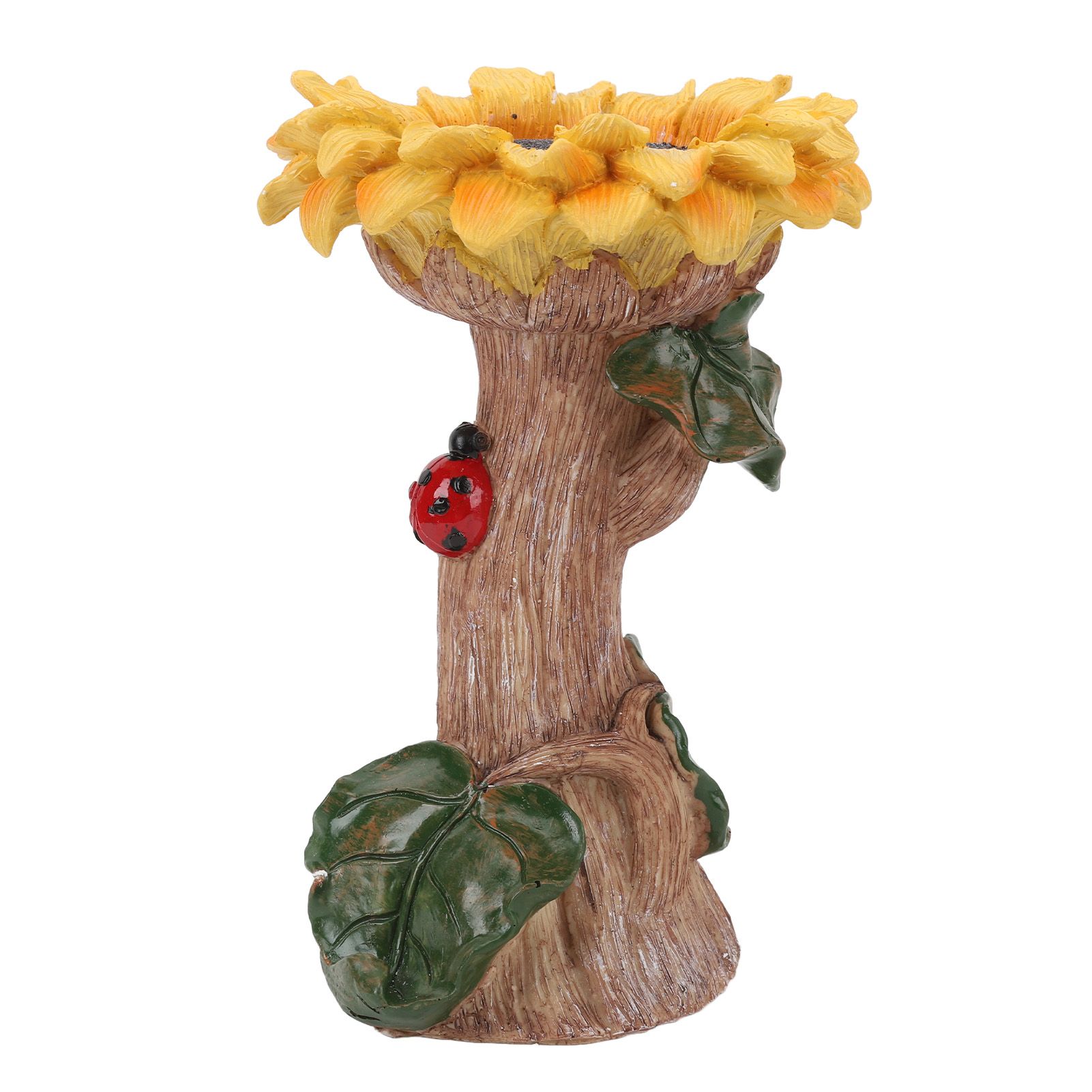 Sunflower Birdbath Resin Weather Resistant Ample Capacity Beautiful Bird Bath view 3