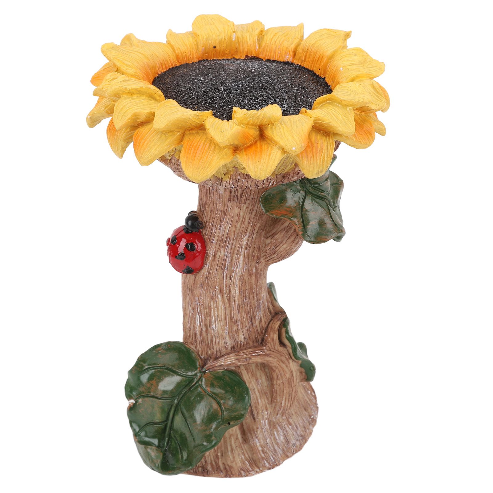 Sunflower Birdbath Resin Weather Resistant Ample Capacity Beautiful Bird Bath view 9