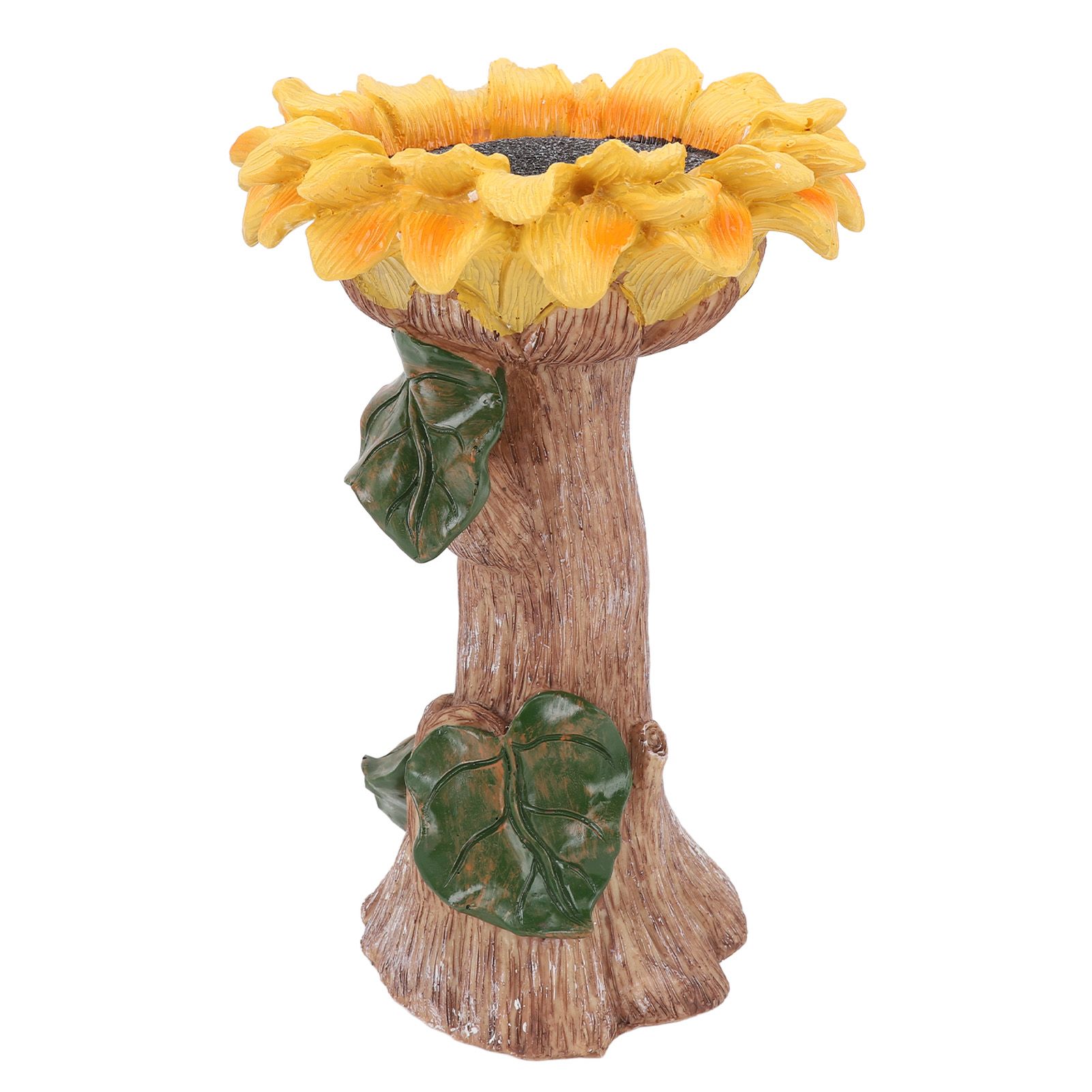 Sunflower Birdbath Resin Weather Resistant Ample Capacity Beautiful Bird Bath view 12