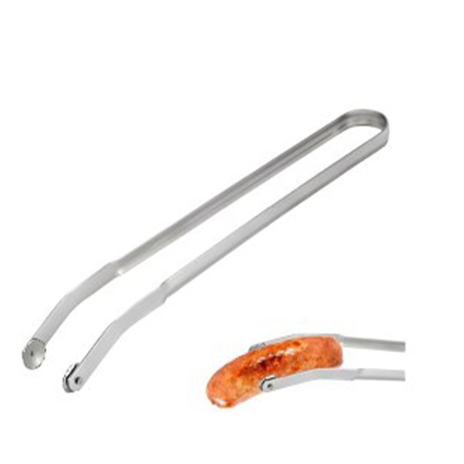 BBQ Sausage Turning Tongs Stainless Steel Long Handle BBQ Sausage Grill Tongs view 3
