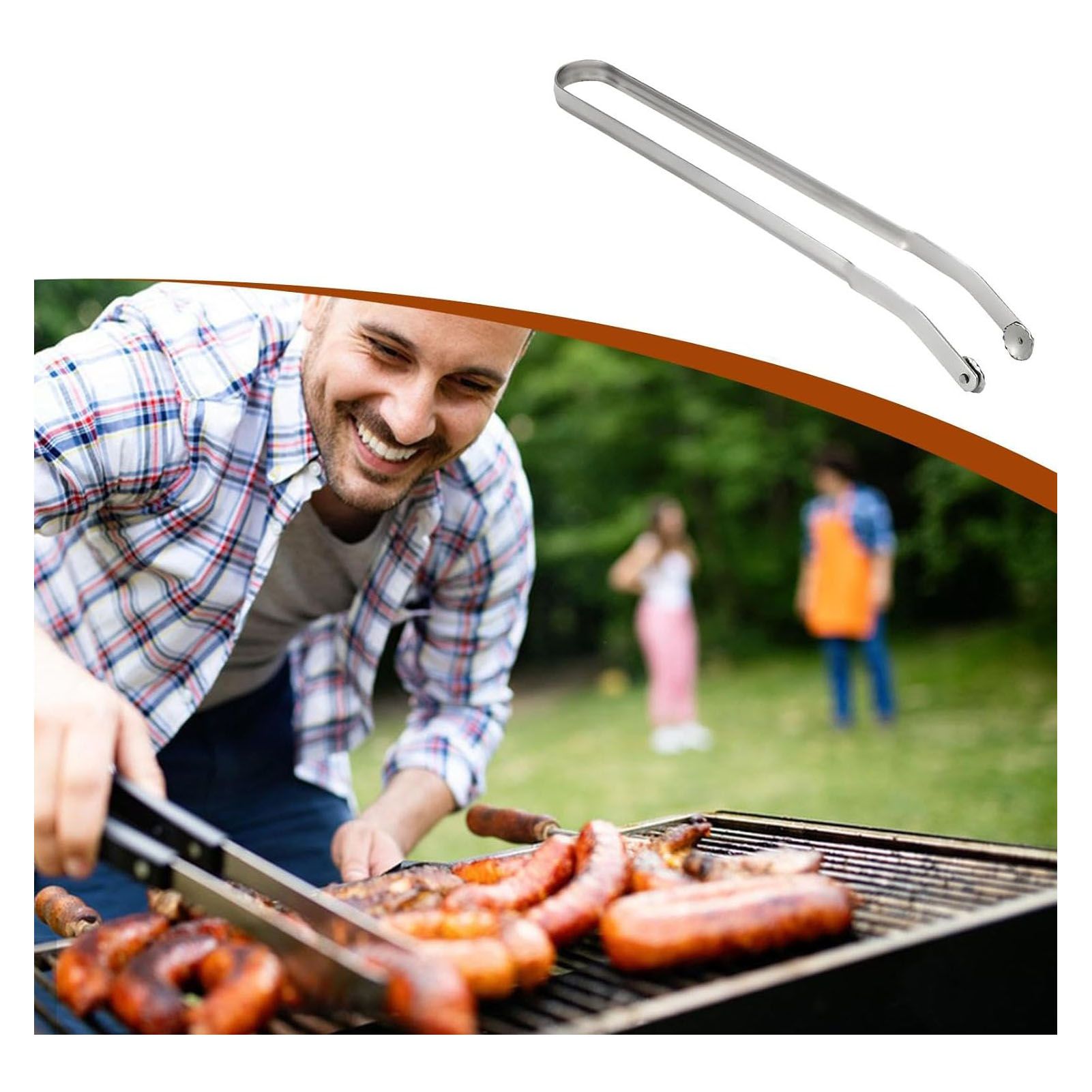 BBQ Sausage Turning Tongs Stainless Steel Long Handle BBQ Sausage Grill Tongs view 8