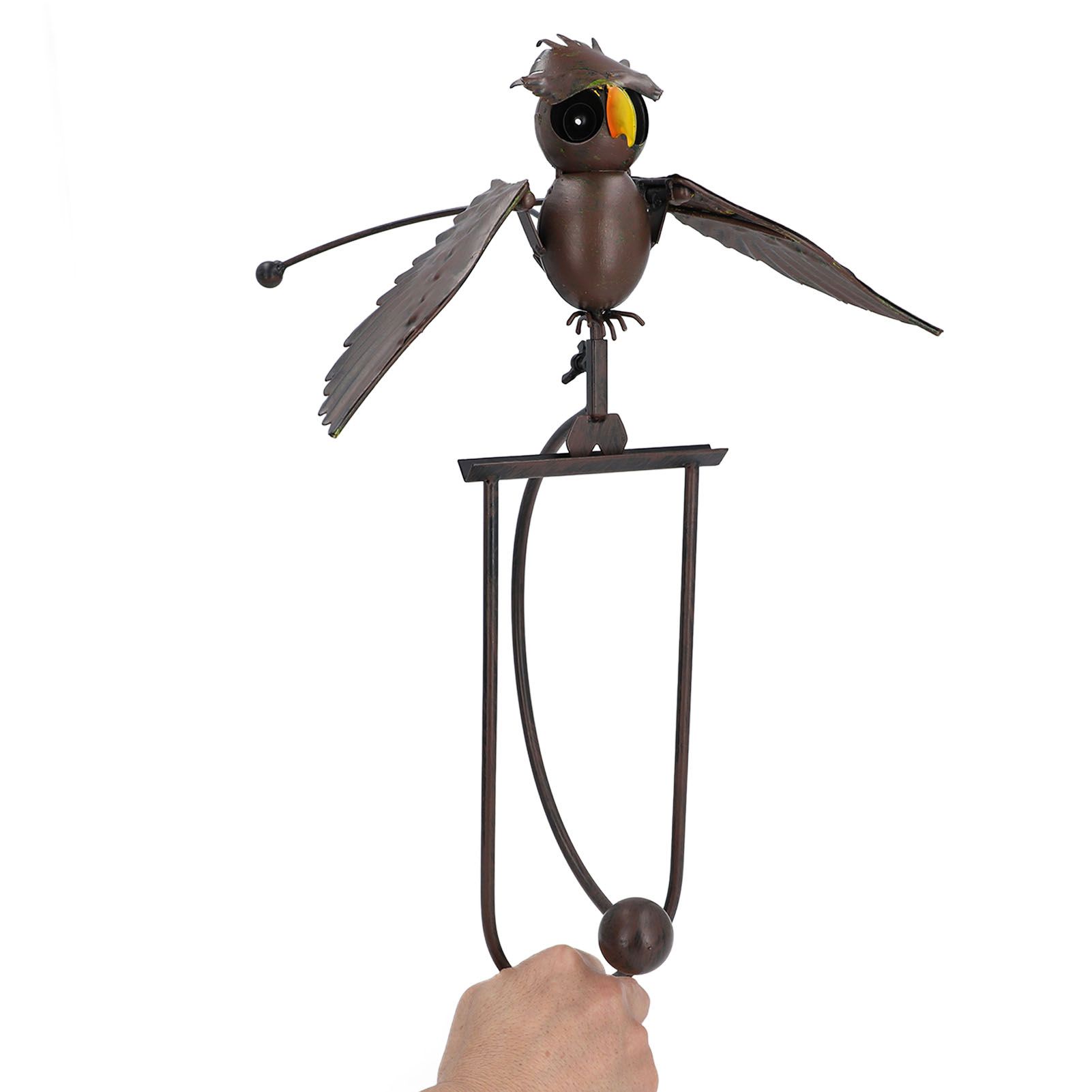 Lawn Owl Sculpture Lifelike Decorative Iron Wind Sculpture Spinner for Garden view 4