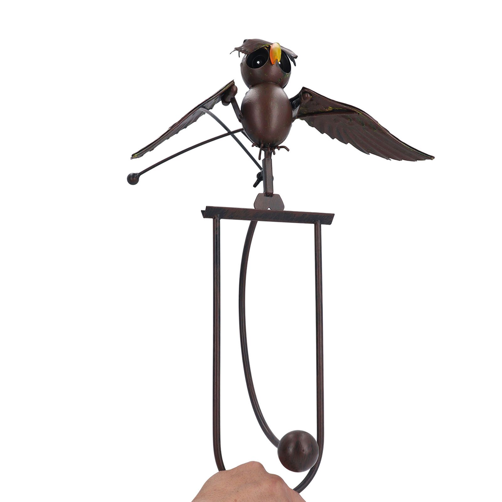 Lawn Owl Sculpture Lifelike Decorative Iron Wind Sculpture Spinner for Garden view 10