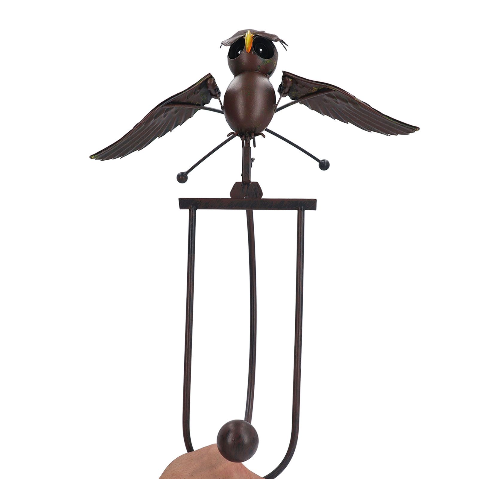 Lawn Owl Sculpture Lifelike Decorative Iron Wind Sculpture Spinner for Garden view 11