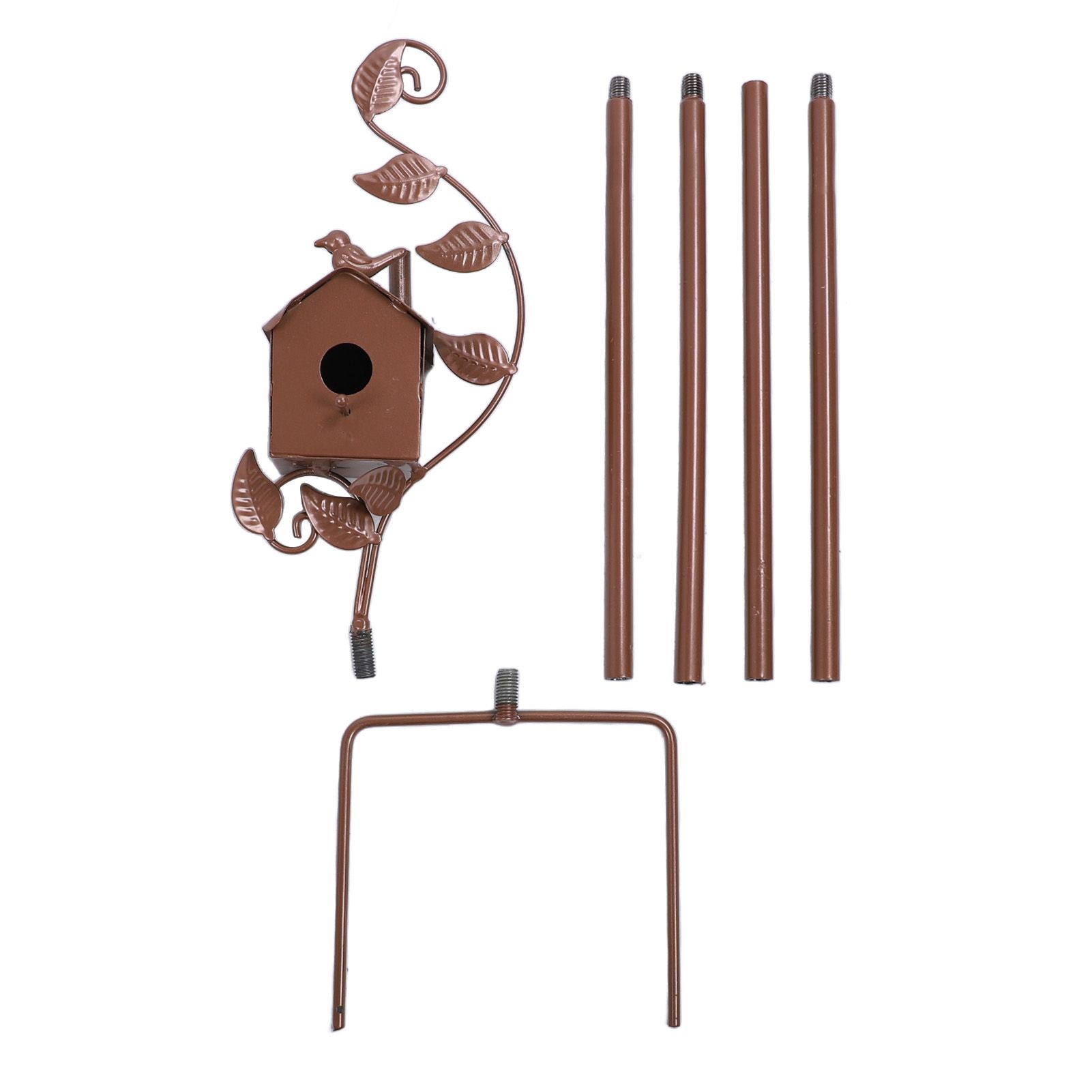 Metal Bird House with Poles Outdoor Metal Bird House Stake Birdhouses Garden view 3