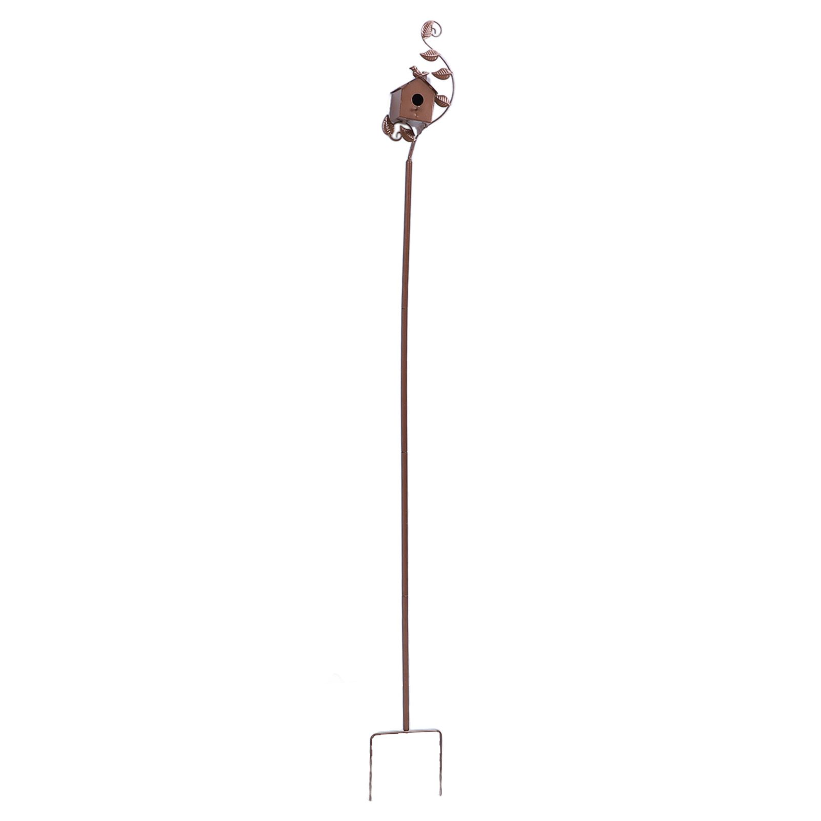 Metal Bird House with Poles Outdoor Metal Bird House Stake Birdhouses Garden view 4