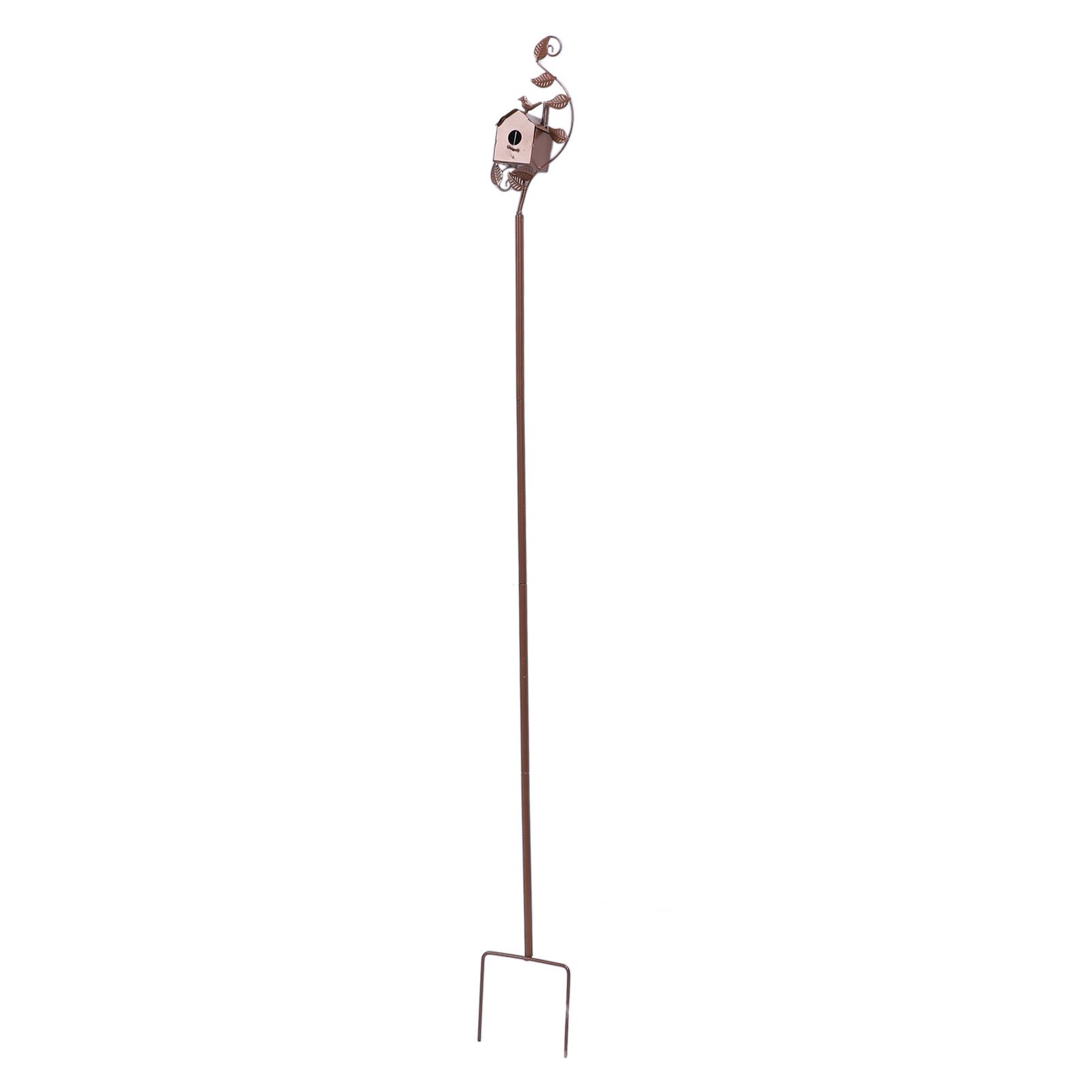 Metal Bird House with Poles Outdoor Metal Bird House Stake Birdhouses Garden view 6