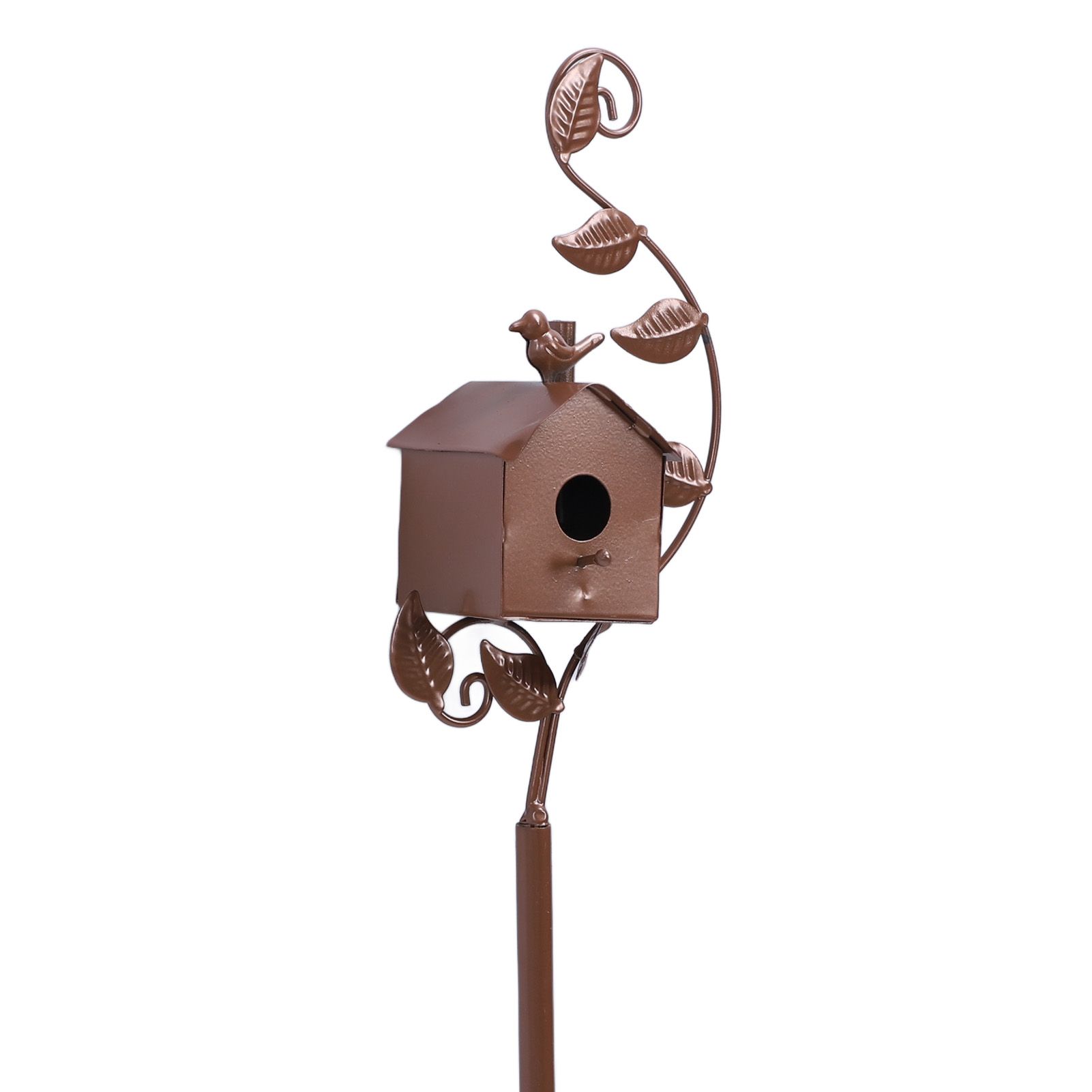 Metal Bird House with Poles Outdoor Metal Bird House Stake Birdhouses Garden view 12
