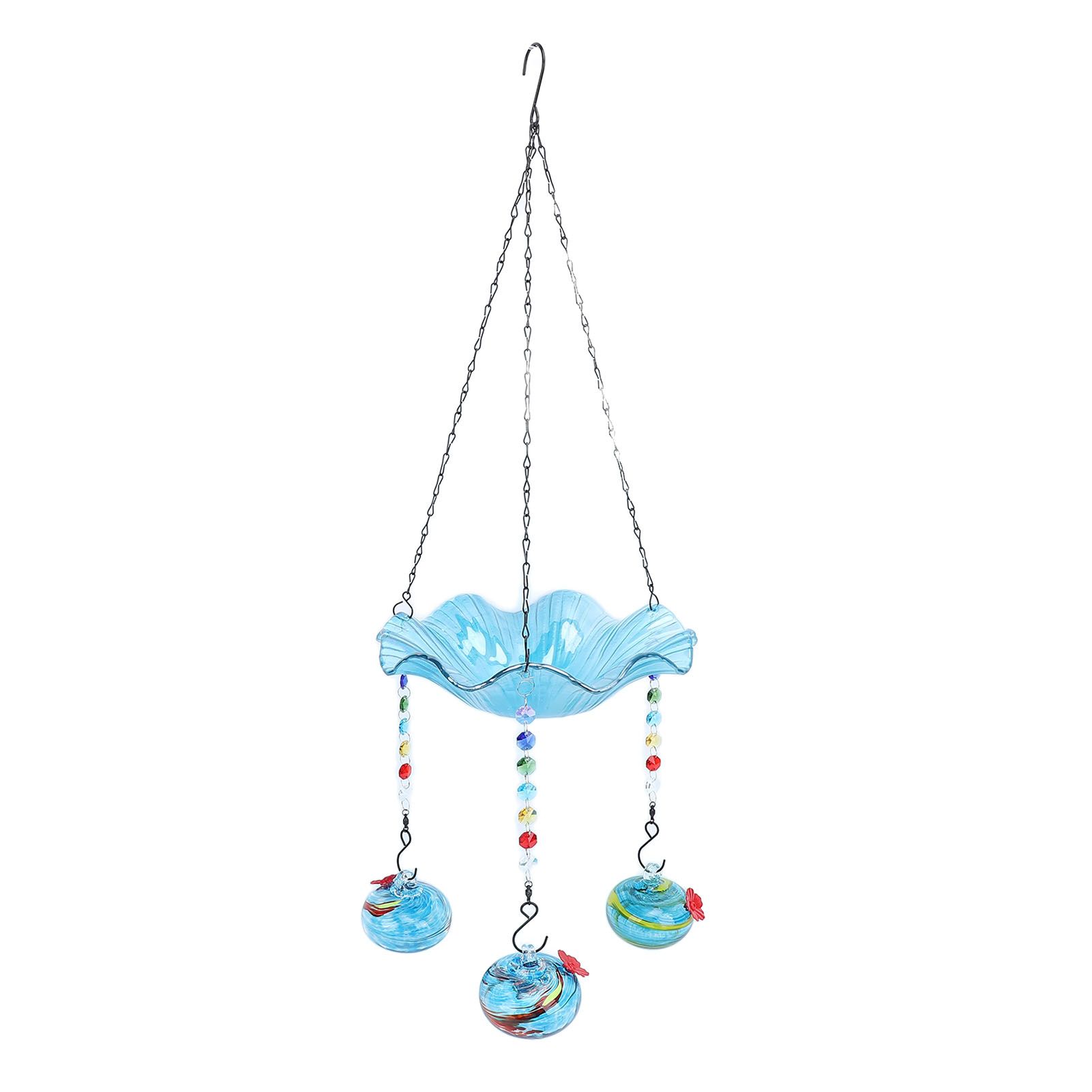 Hummingbird Feeder Bird Bath for Outdoors 2 In 1 Hanging Solar Bird Bath