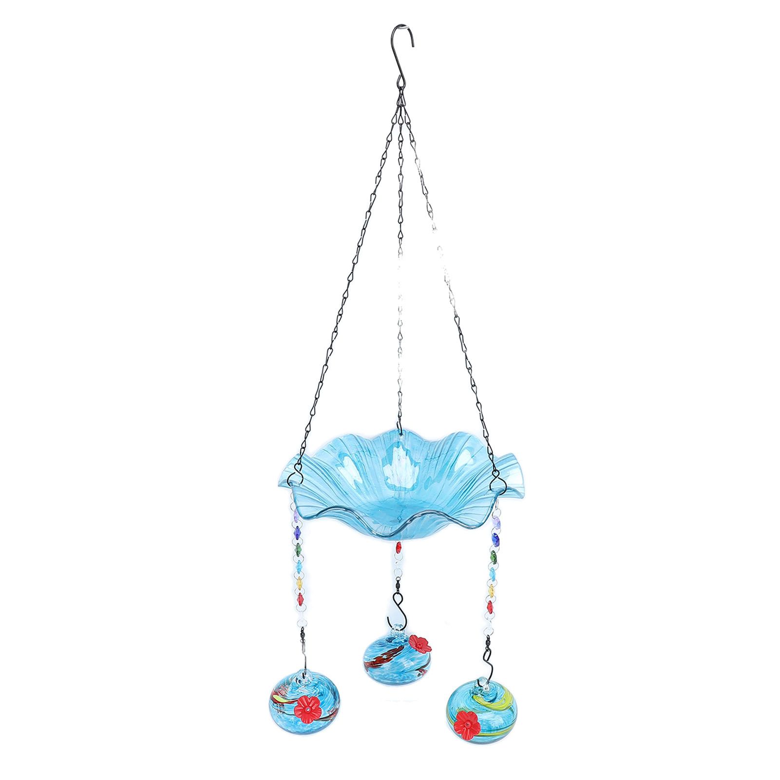 Hummingbird Feeder Bird Bath for Outdoors 2 In 1 Hanging Solar Bird Bath view 6