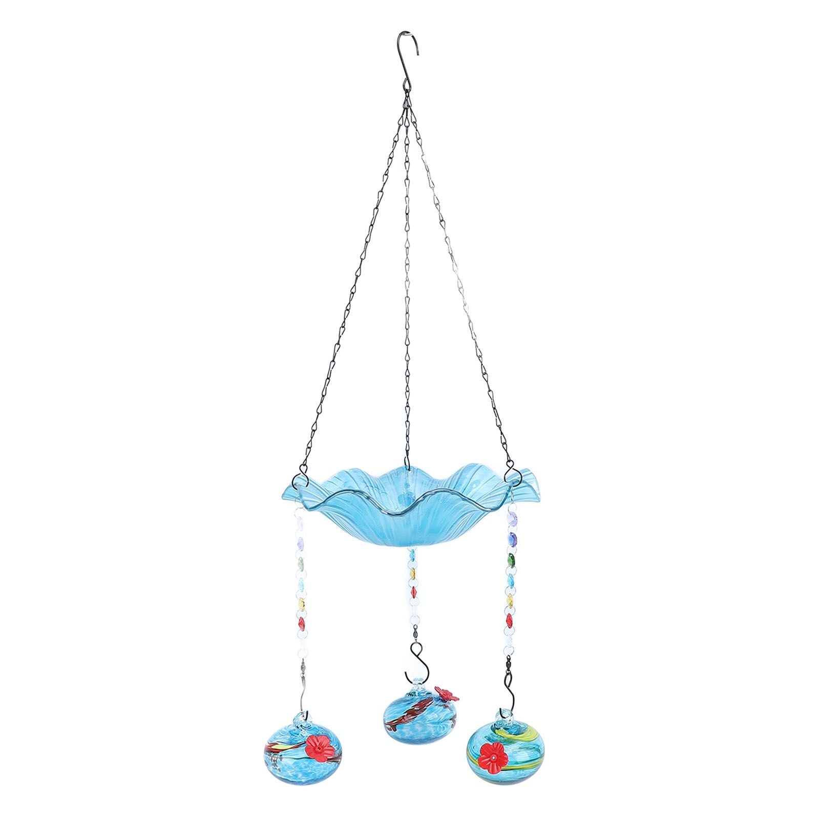 Hummingbird Feeder Bird Bath for Outdoors 2 In 1 Hanging Solar Bird Bath view 8