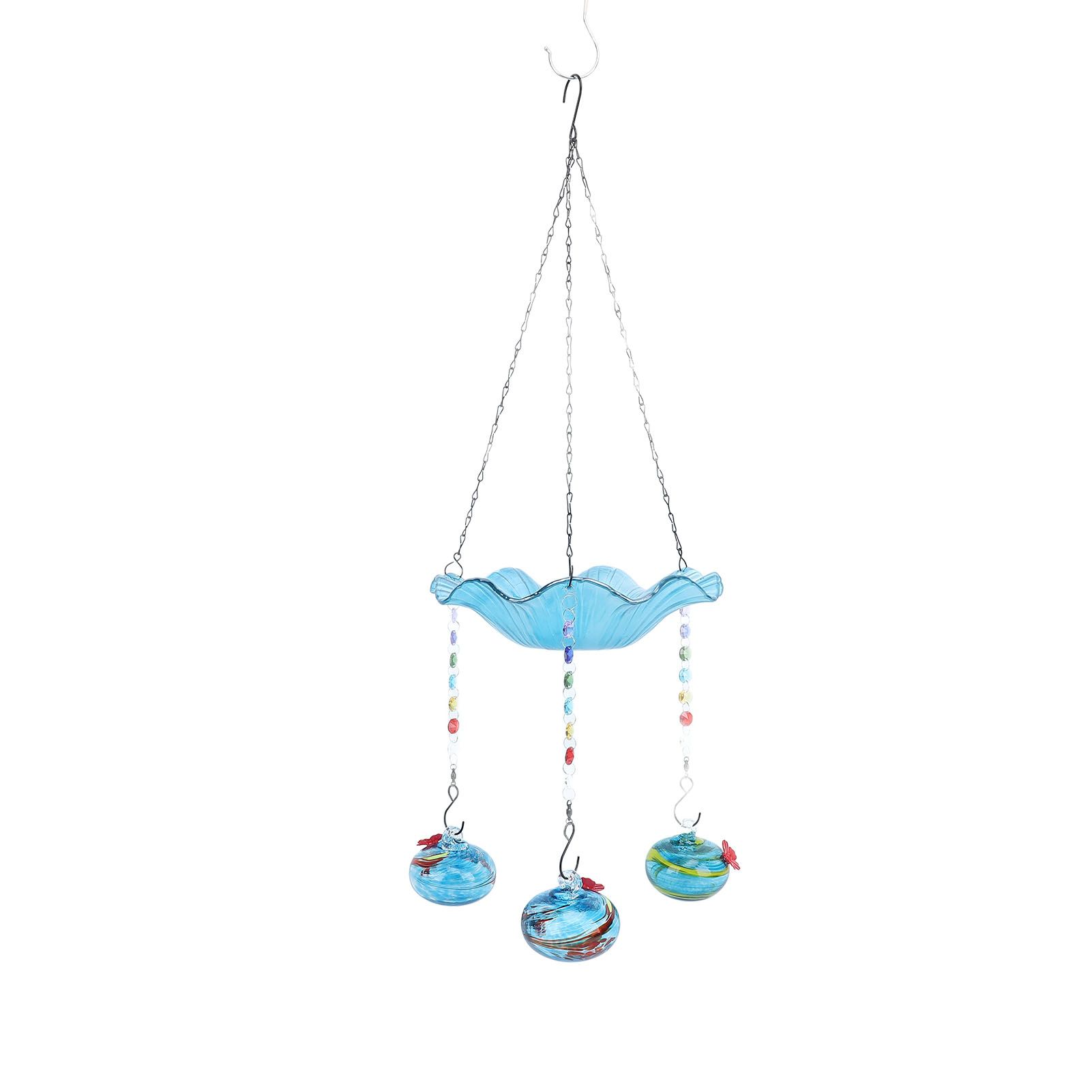 Hummingbird Feeder Bird Bath for Outdoors 2 In 1 Hanging Solar Bird Bath view 9